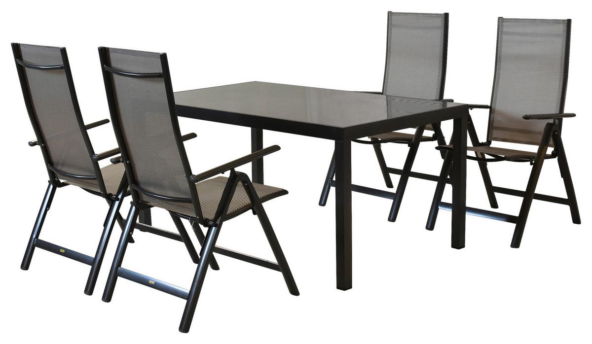 Vrtni Set Carrara, 5-Delni - siva/barve grafita, Moderno, kovina/tekstil - Gardenson
