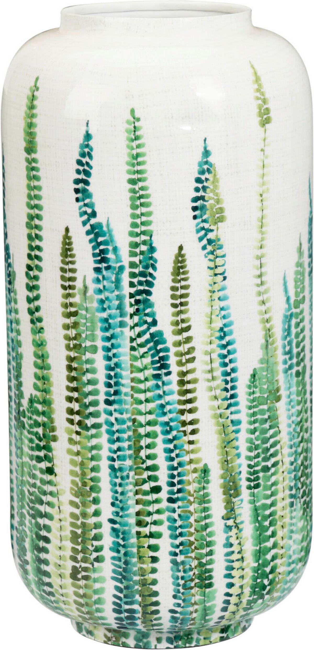 Váza Leaf Print - fehér, Modern, fém (20/41,5cm)