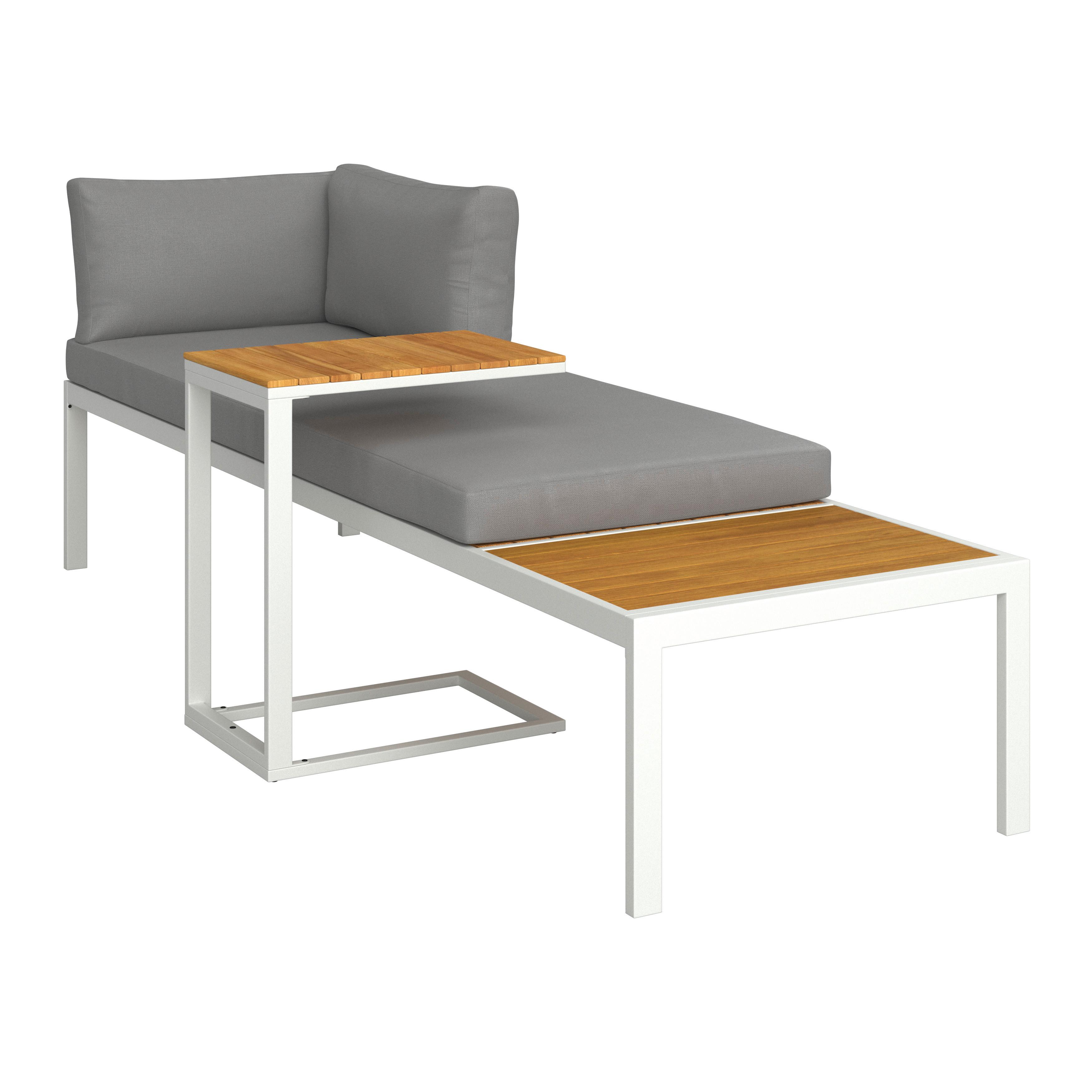 GARTENLIEGE EDUARDO - Grau/Akaziefarben, Modern, Holz/Textil (200/60/70cm) - Bessagi Garden