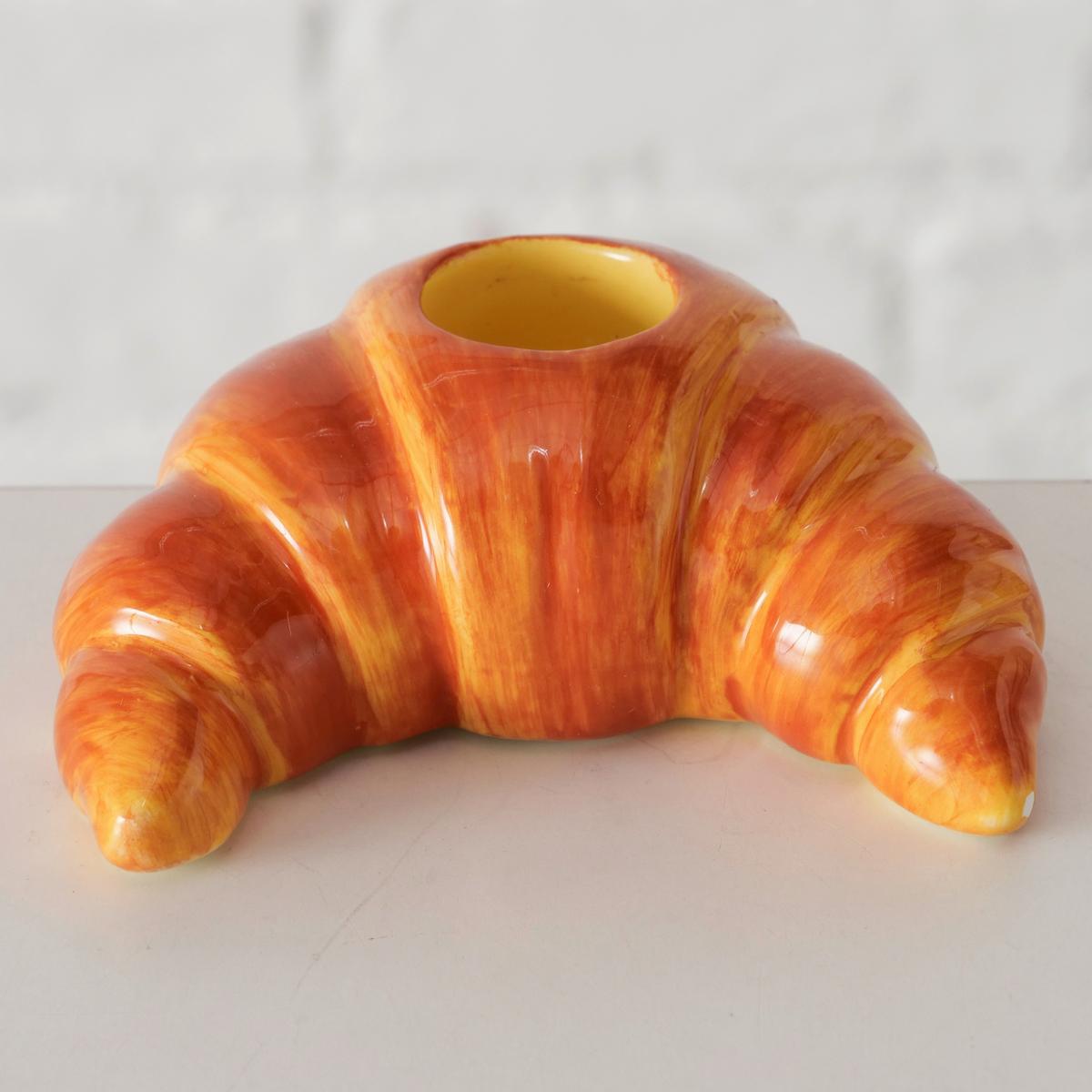 Stabkerzenhalter Croissant Hellbraun - Hellbraun, Basics, Keramik (8,5/7/3,5cm)