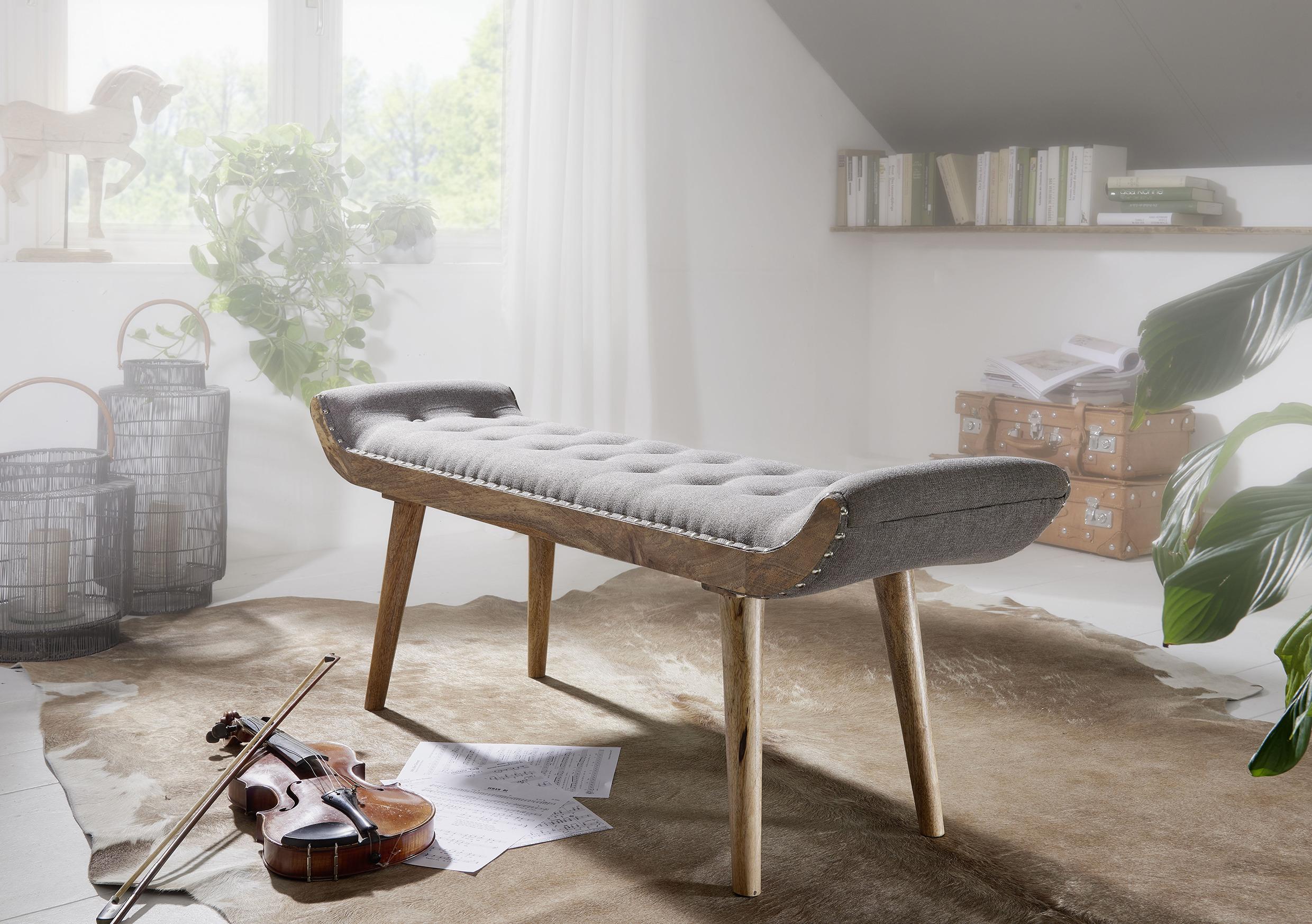 Klop Brez Naslona Sitzbank - siva/rjava, Moderno, tekstil/les (128/51/38cm) - MID.YOU