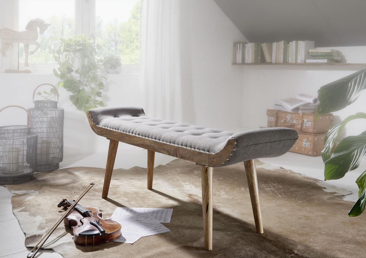 Klop Brez Naslona Sitzbank - siva/rjava, Moderno, tekstil/les (128/51/38cm) - MID.YOU