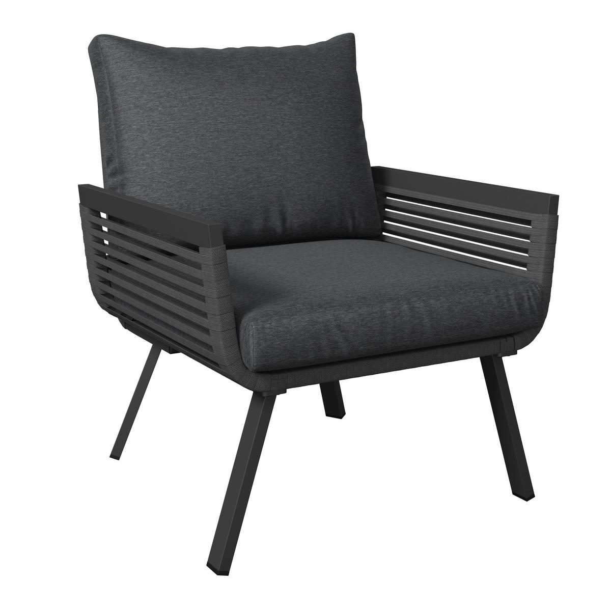KOMPLET MEBLI TARASOWYCH VICTORIA - antracytowy/czarny, Modern, metal/tkanina (125/74/74cm) - Ambia Garden