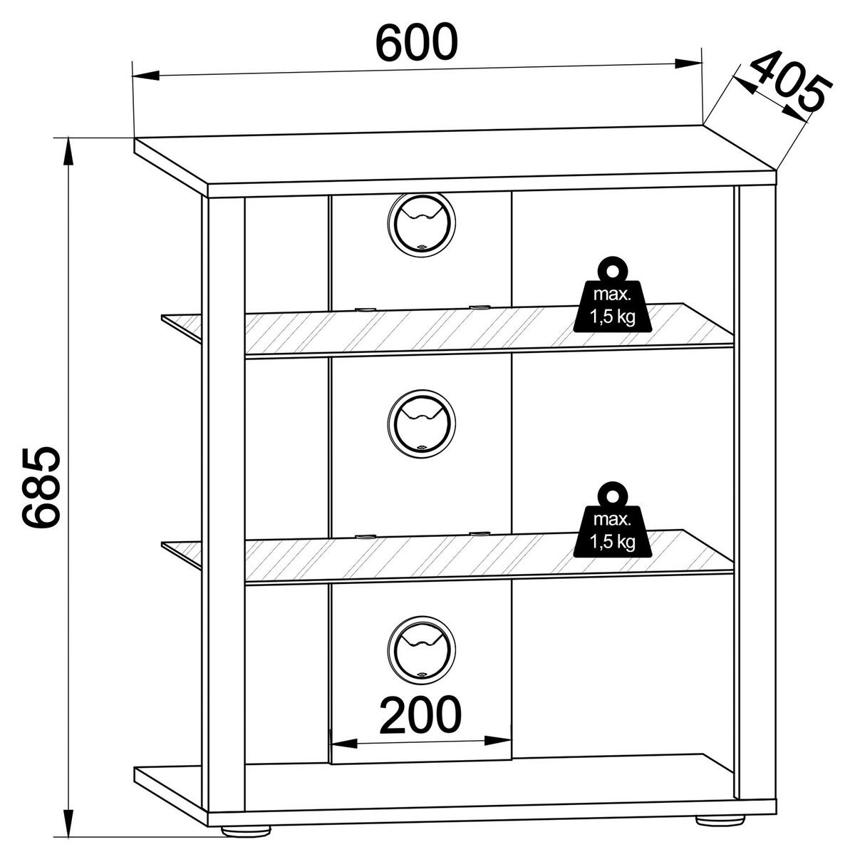Stojalo Za Tv Folas, Črna - črna, Basics, umetna masa/leseni material (60/70/41cm) - MID.YOU