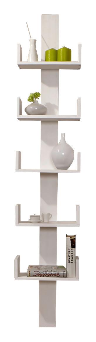 Stenski Regal Pepe, Bor, Masivno, Bela - bela, Natur, les (35/180/17cm) - MID.YOU