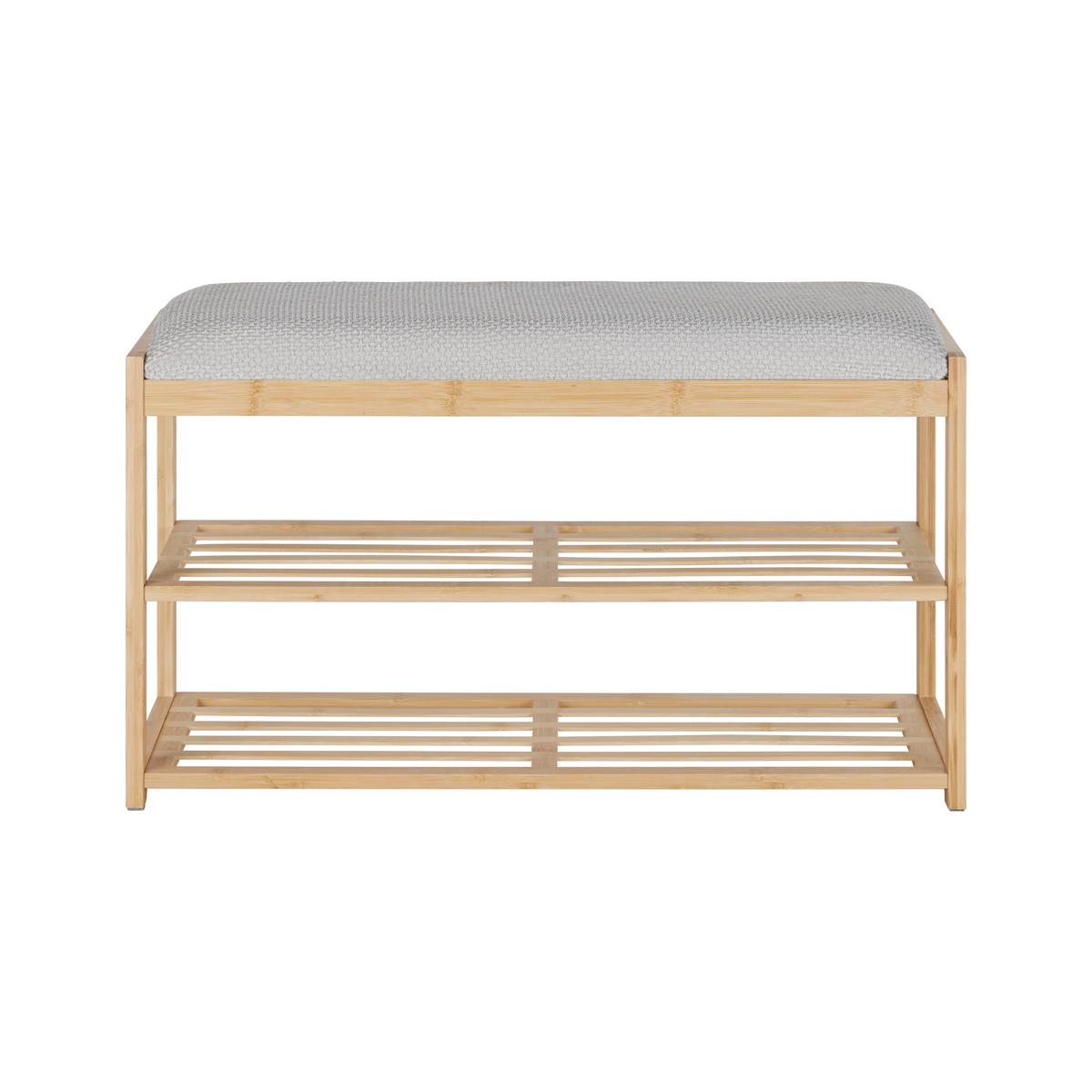 Bancă BRADLEY - culoare natur/gri, Modern, materiale naturale/textil (80/45/30cm) - Modern Living