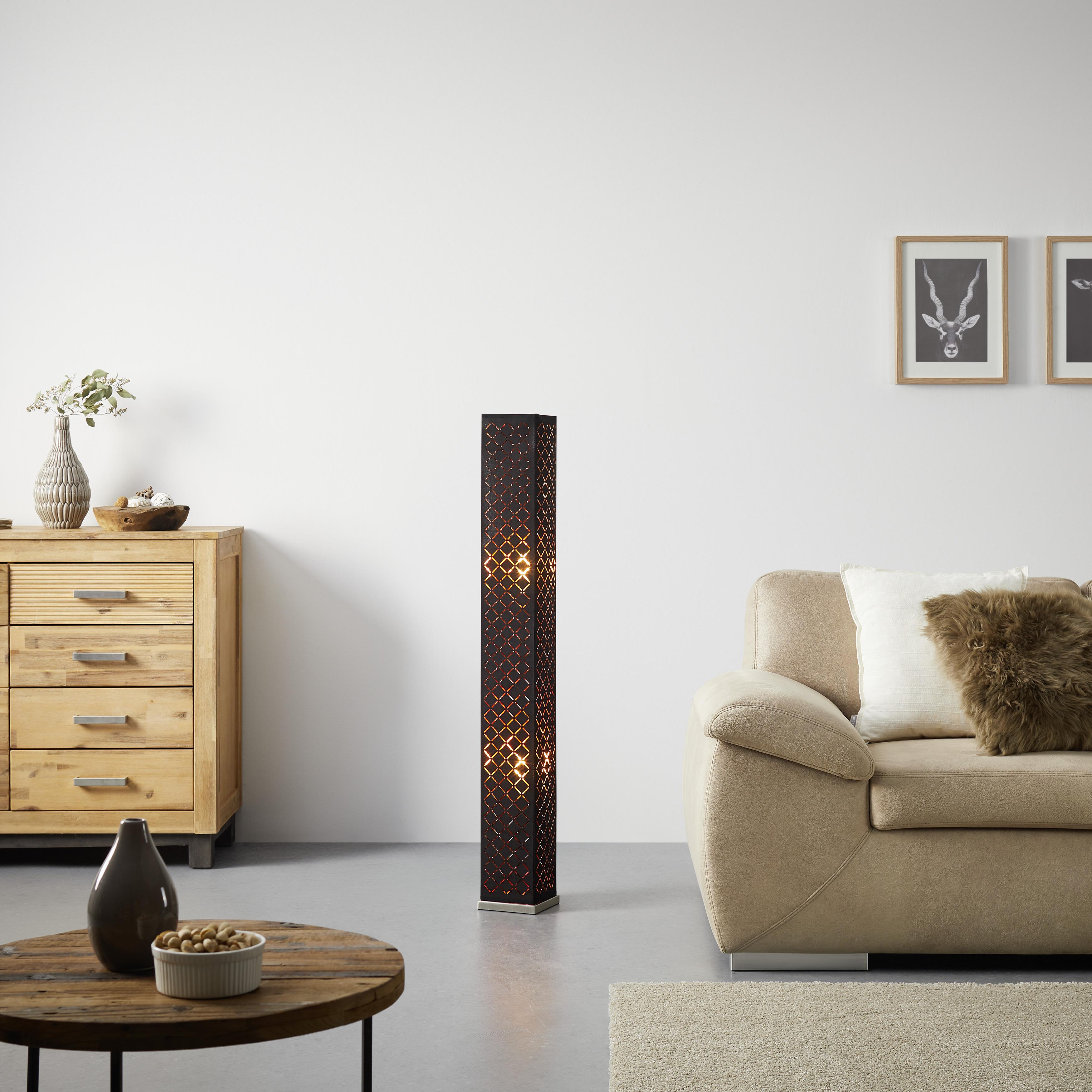 Stehleuchte Elin, max. 40 Watt - Goldfarben/Schwarz, Lifestyle, Textil/Metall (15/118cm) - Modern Living