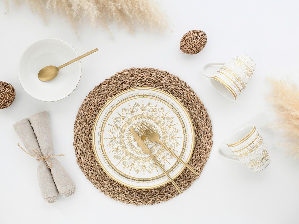 Kombinirani Servis Mandala, 16-Delni - zlate barve/bela, keramika - Creatable