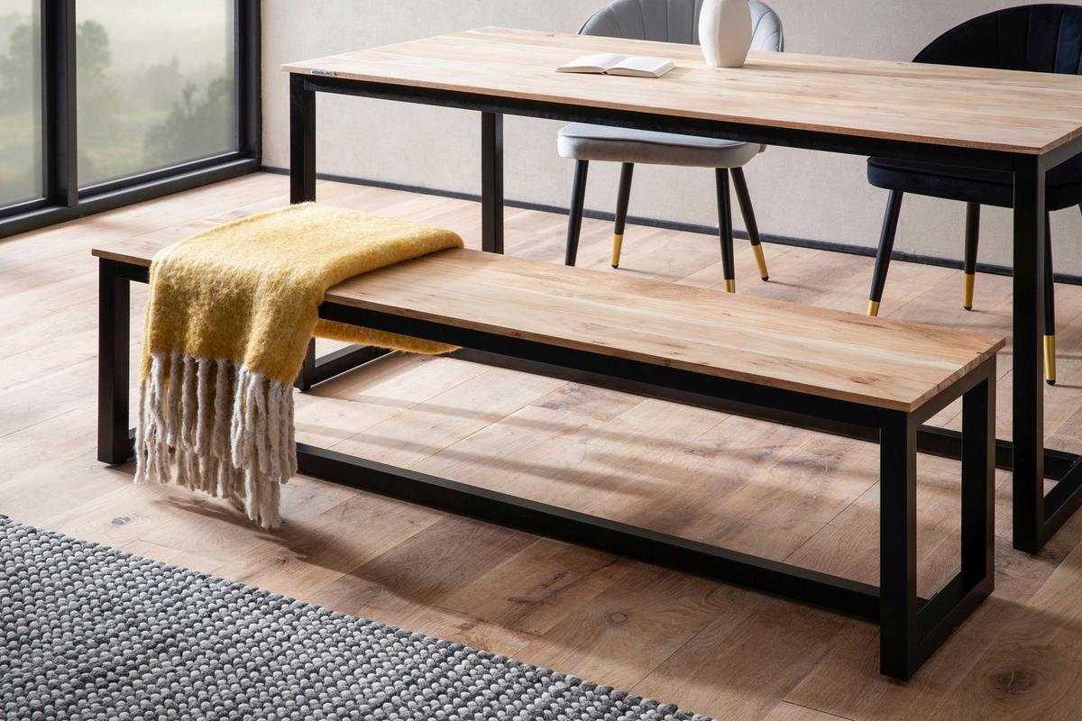 Klop Akazie, Pravi Les - črna/barve akacije, Design, kovina/les (160/45/40cm) - MID.YOU