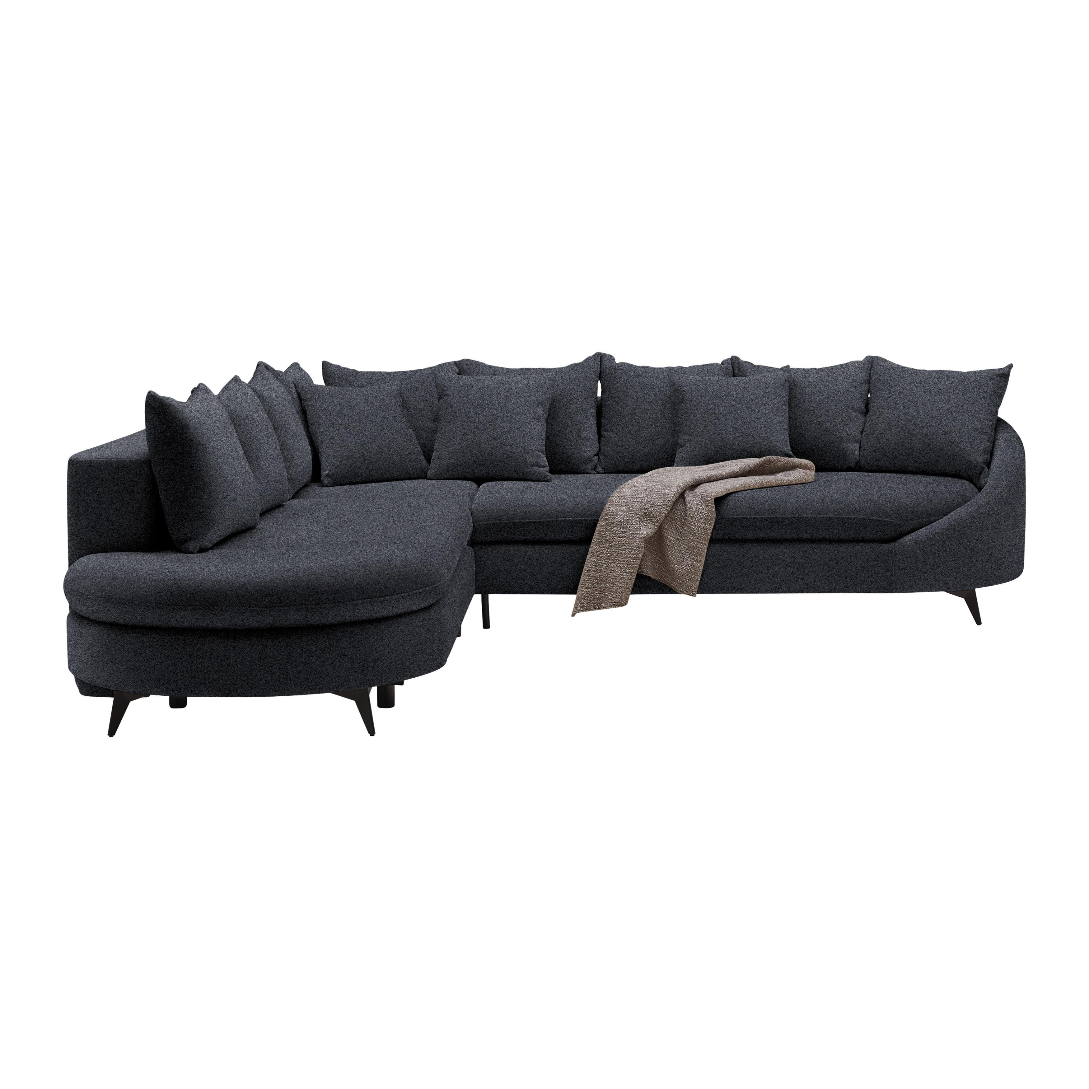 Ecksofa Axel Dunkelgrau - Dunkelgrau/Schwarz, MODERN, Textil/Metall (250/87/291cm) - Mömax