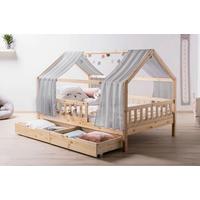 Hausbett KIM Naturfarben Grau ca. 100x200 cm Echtholz - Naturfarben/Grau, MODERN, Holz/Textil (100/200cm) - MID.YOU