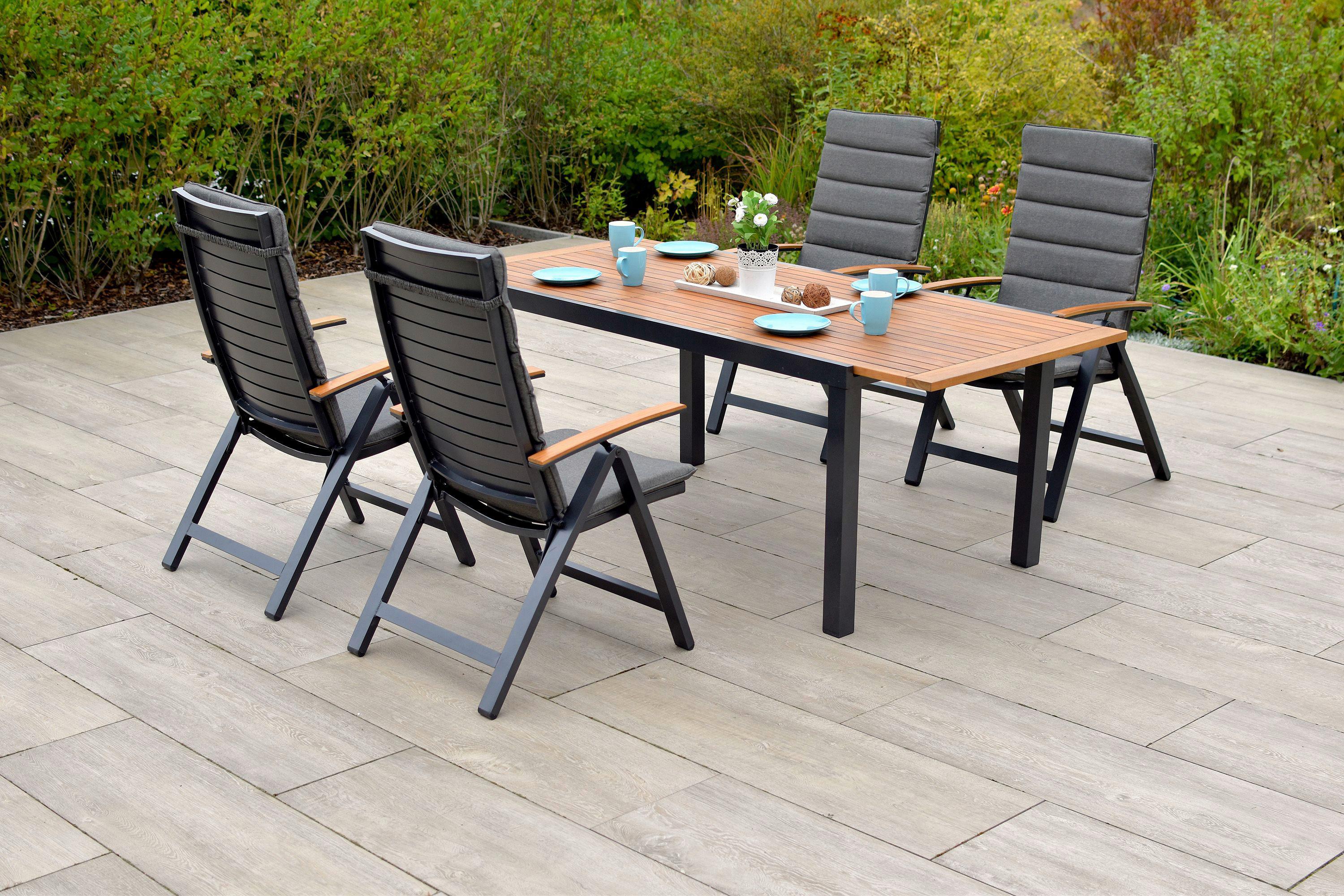 Gartenset Astros Graphitfarben/Naturfarben - Graphitfarben/Naturfarben, MODERN, Holz/Textil - Gardenson