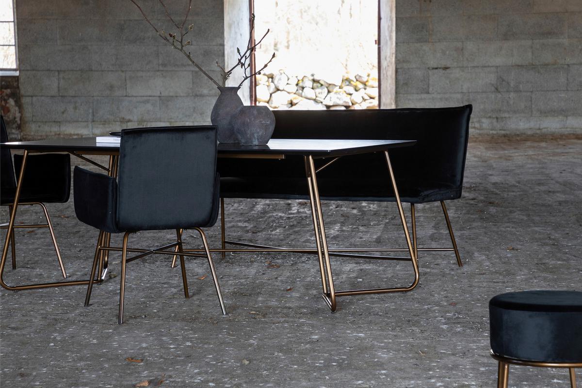 ESSTISCH PETRA - Messingfarben/Schwarz, Design, Holzwerkstoff/Metall (180/90/75cm) - Livetastic