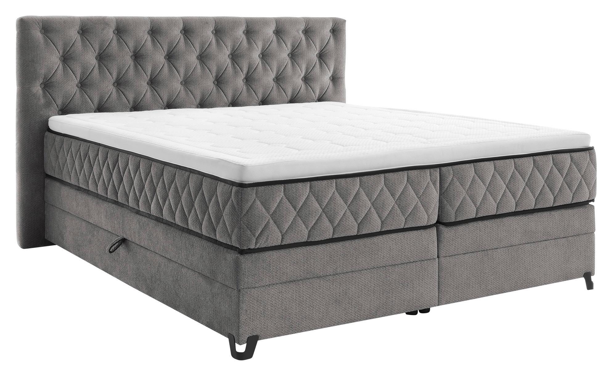 Boxspring Krevet Carmen - siva/tirkizna, Konvencionalno, drvni materijal/drvo (180/200cm) - Modern Living