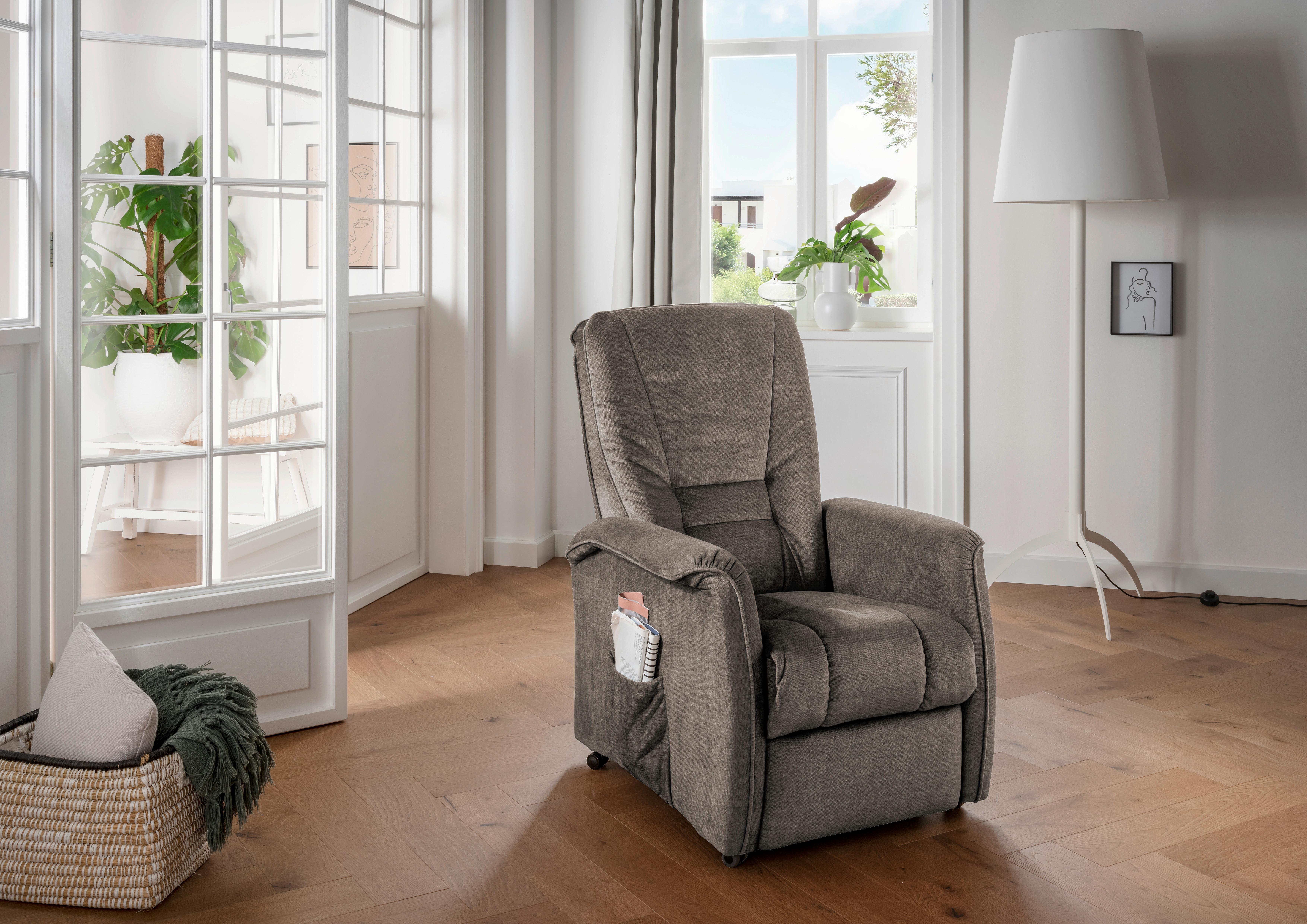 Relaxsessel Harry Braun Velours - Schwarz/Braun, Design, Kunststoff/Textil (77/107/88cm) - Livetastic