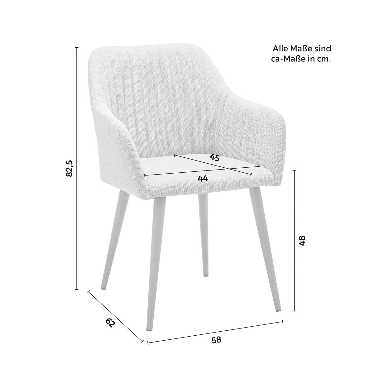 Armlehnstuhl Nicola Hellgrau Webstoff Gepolstert - Hellgrau/Naturfarben, MODERN, Holz/Textil (58/82,5/62cm) - Bessagi Home