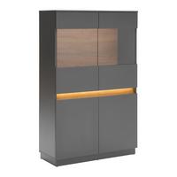 Highboard Samu Anthrazit/Eichefarben - Eichefarben/Anthrazit, MODERN, Glas/Holzwerkstoff (90,2/140/35cm) - Mömax