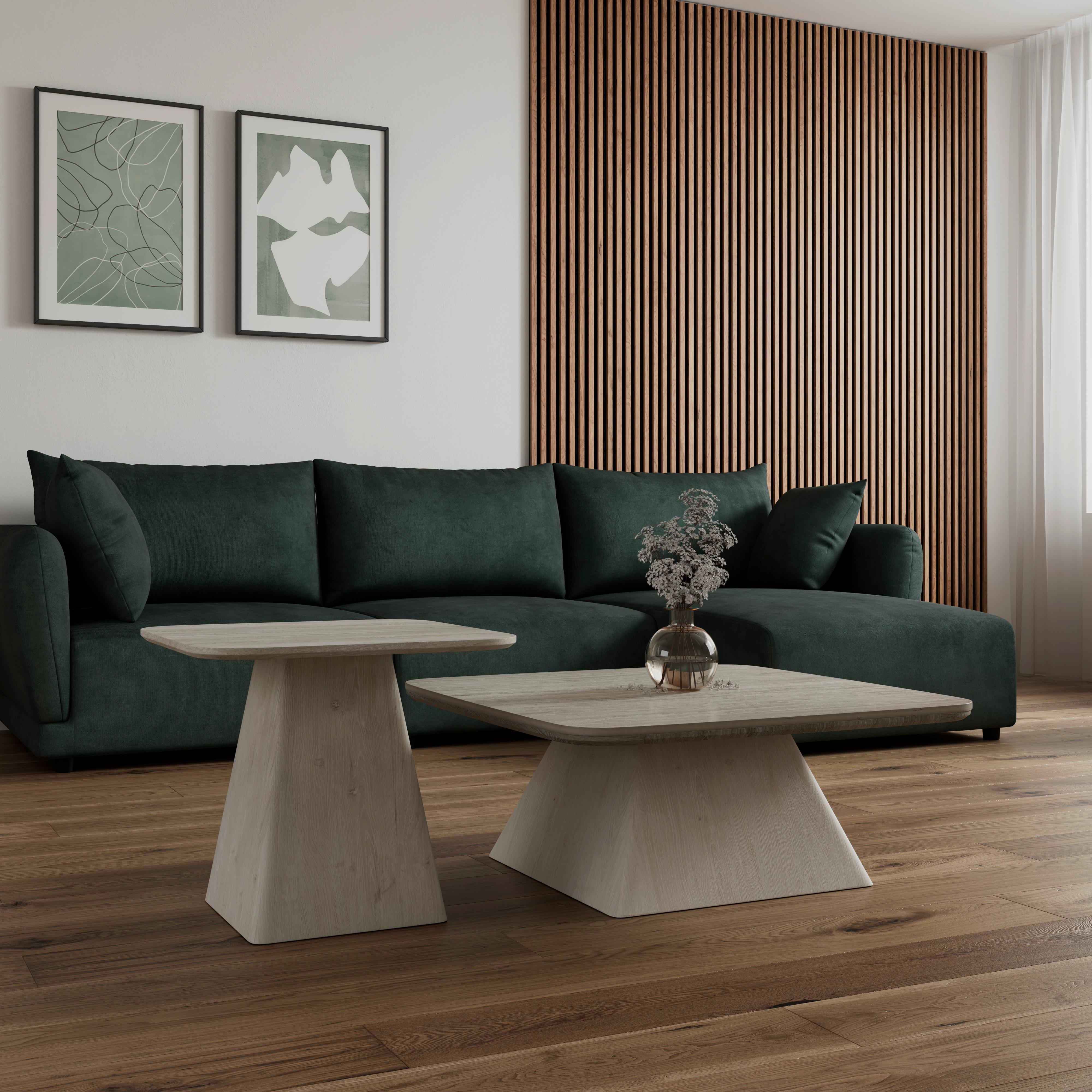 Couchtisch Thiago Creme 2-er Set MDF/Stein - Creme, MODERN, Holzwerkstoff/Stein - Bessagi Home
