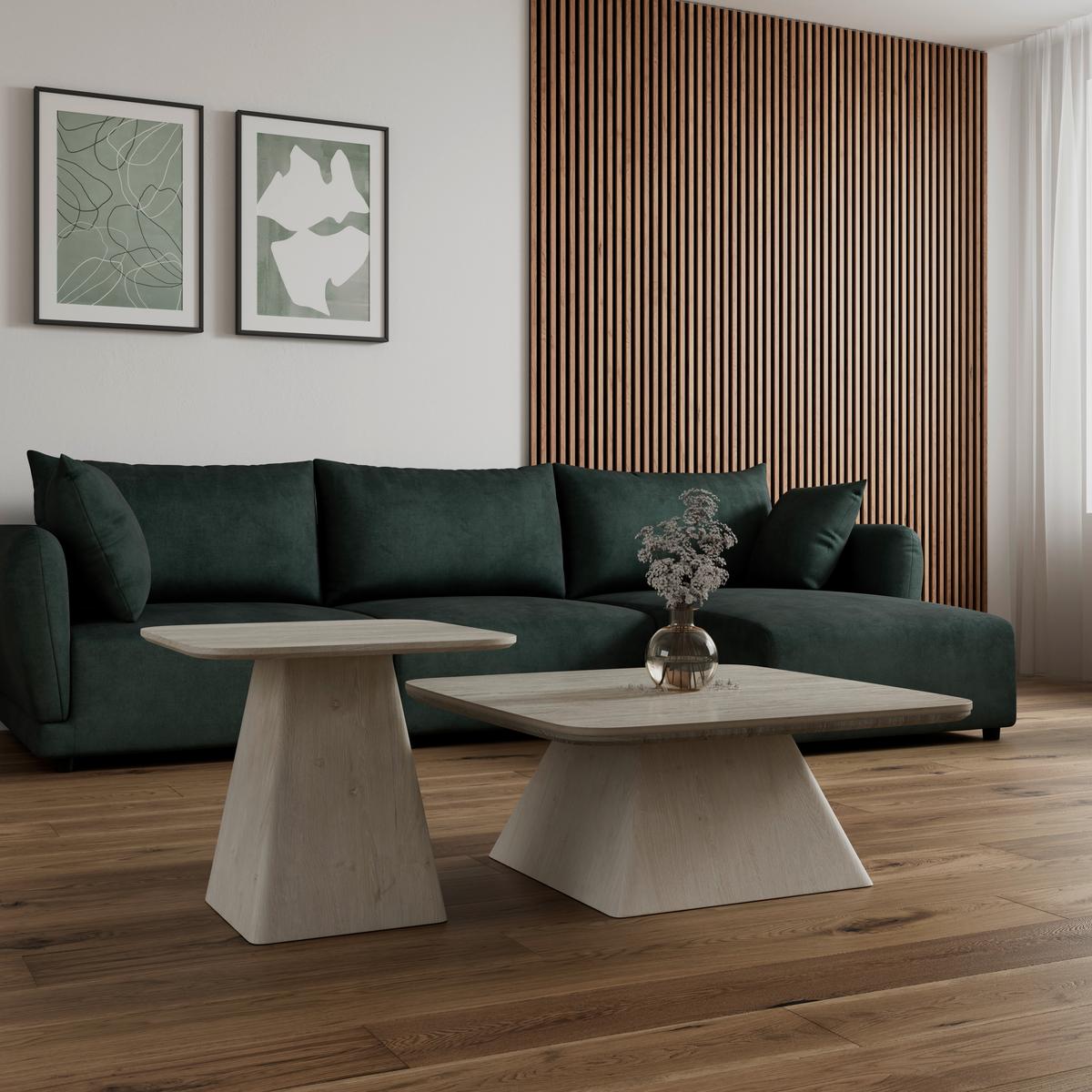 Couchtisch Thiago Creme 2-er Set MDF/Stein - Creme, MODERN, Holzwerkstoff/Stein - Bessagi Home