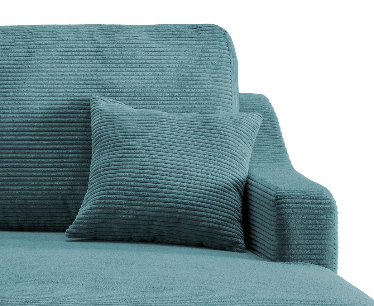 Ecksofa Valentina Cord ca. 228x150 cm Petrol - Petrol/Naturfarben, Design, Holz/Textil (228/150cm) - P & B