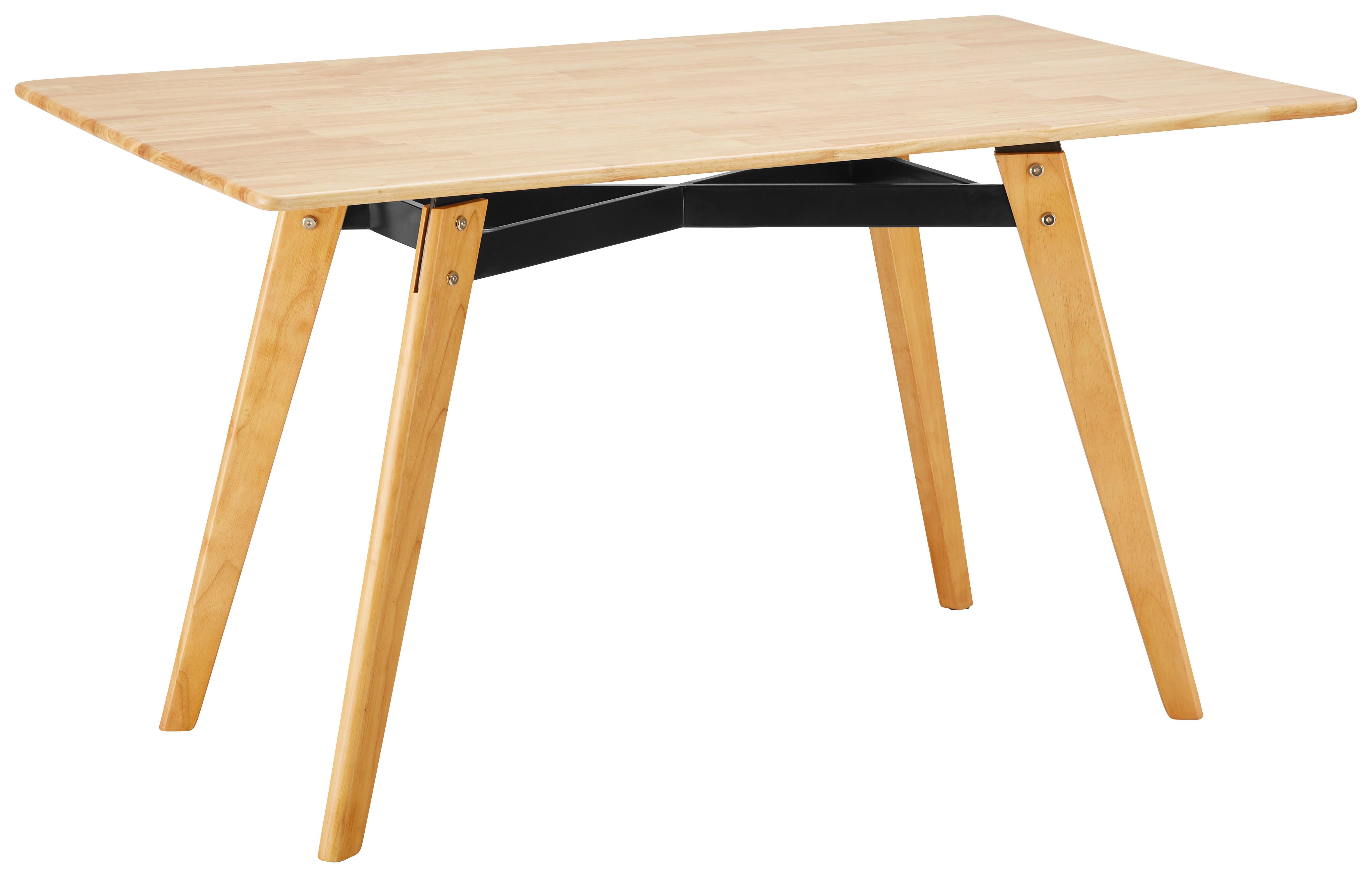 Esstisch aus Buche ca. 135x80 cm "Piet" - Buchefarben/Schwarz, Modern, Holz/Metall (135/80/75cm) - Bessagi Home