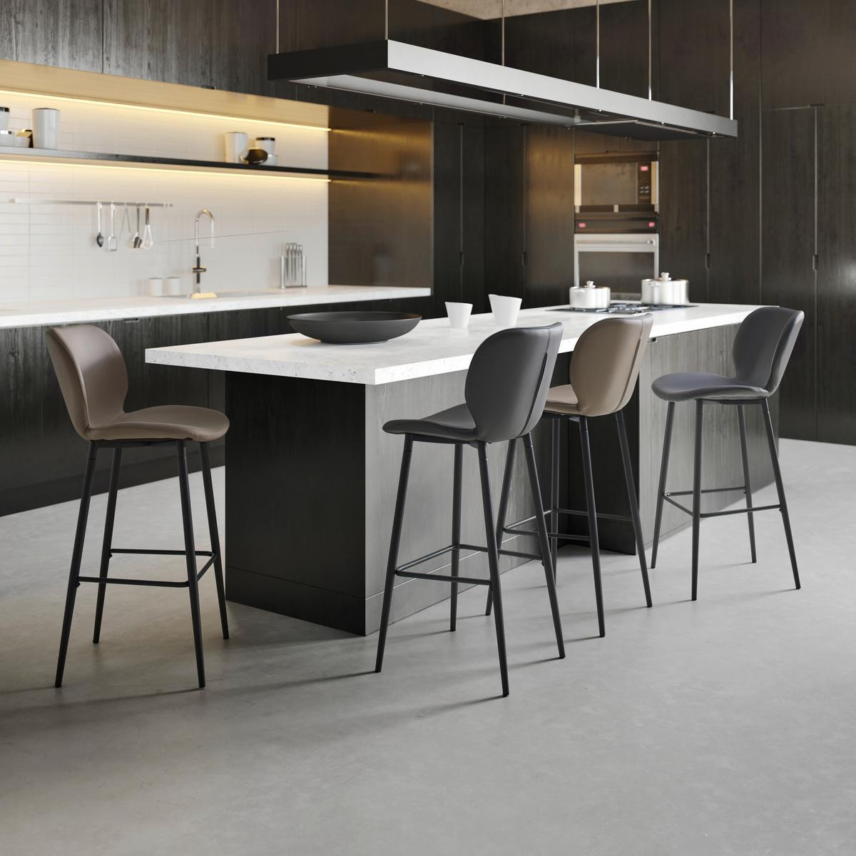 STOŁEK BAROWY IERY - czarny/szary, Modern, metal/drewno (46/111/49cm) - Bessagi Home