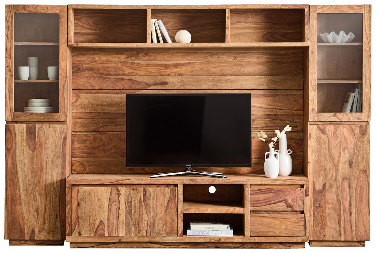 MEBLOŚCIANKA DO SALONU KALKUTA - kolor palisandrowy, Konventionell, drewno (265/175/40cm) - Livetastic