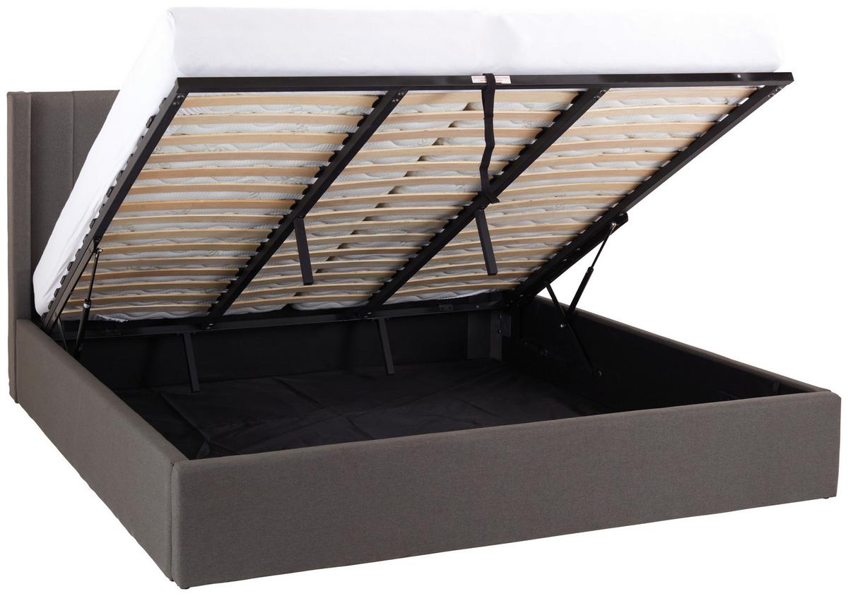 ŁÓŻKO TAPICEROWANE NICI - czarny/ciemnoszary, Modern, materiał drewnopochodny/tworzywo sztuczne (180/200cm) - Livetastic