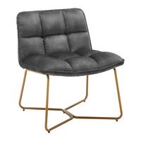 Sessel Rina Grau Samt Gepolstert - Goldfarben/Grau, MODERN, Holz/Textil (67/76,5/69,5cm) - Bessagi Home