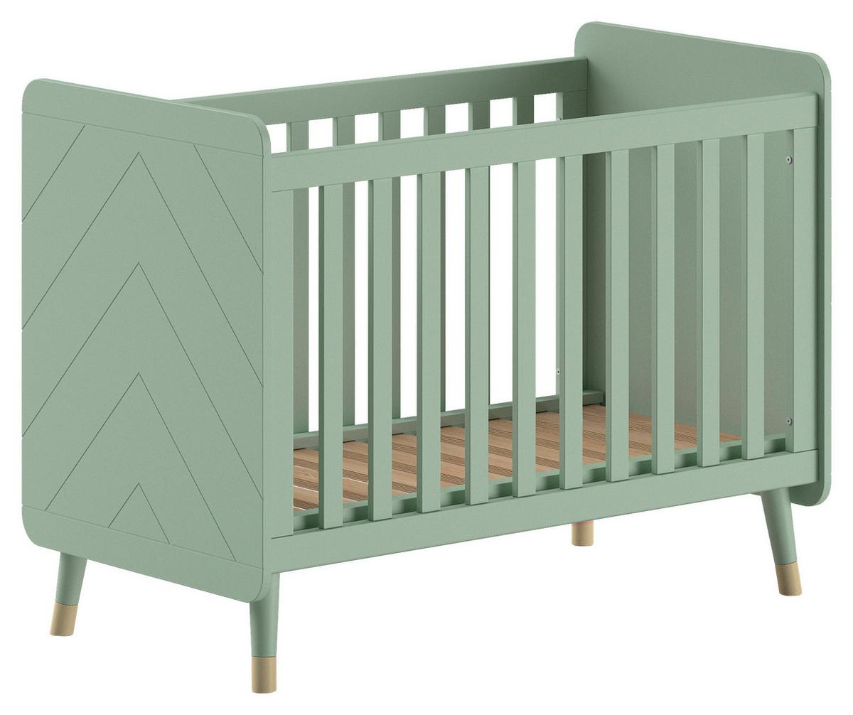 Gitterbett Billy ca. 60x120 Olive Grün - Grün, MODERN, Holzwerkstoff (60/120cm) - Vipack