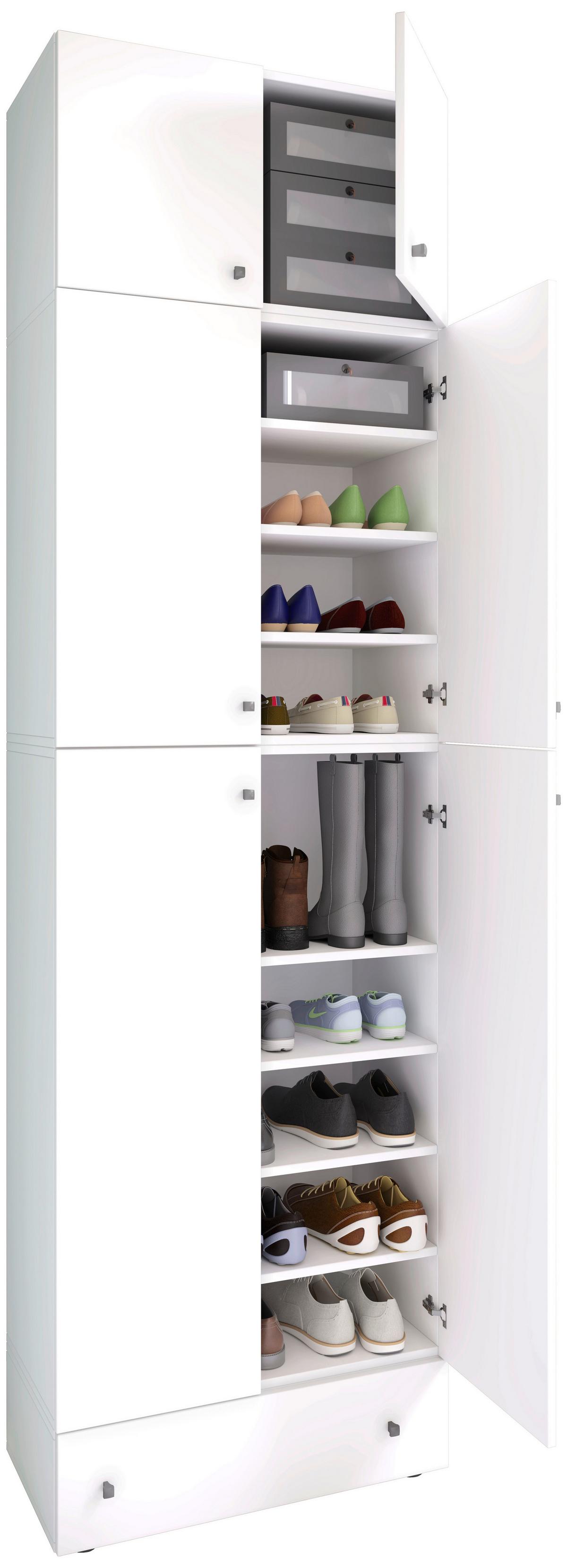 Schuhschrank Lona XXL ca.70x240x39cm Weiß - Schwarz/Weiß, MODERN, Holzwerkstoff/Kunststoff (70/240/39cm) - MID.YOU