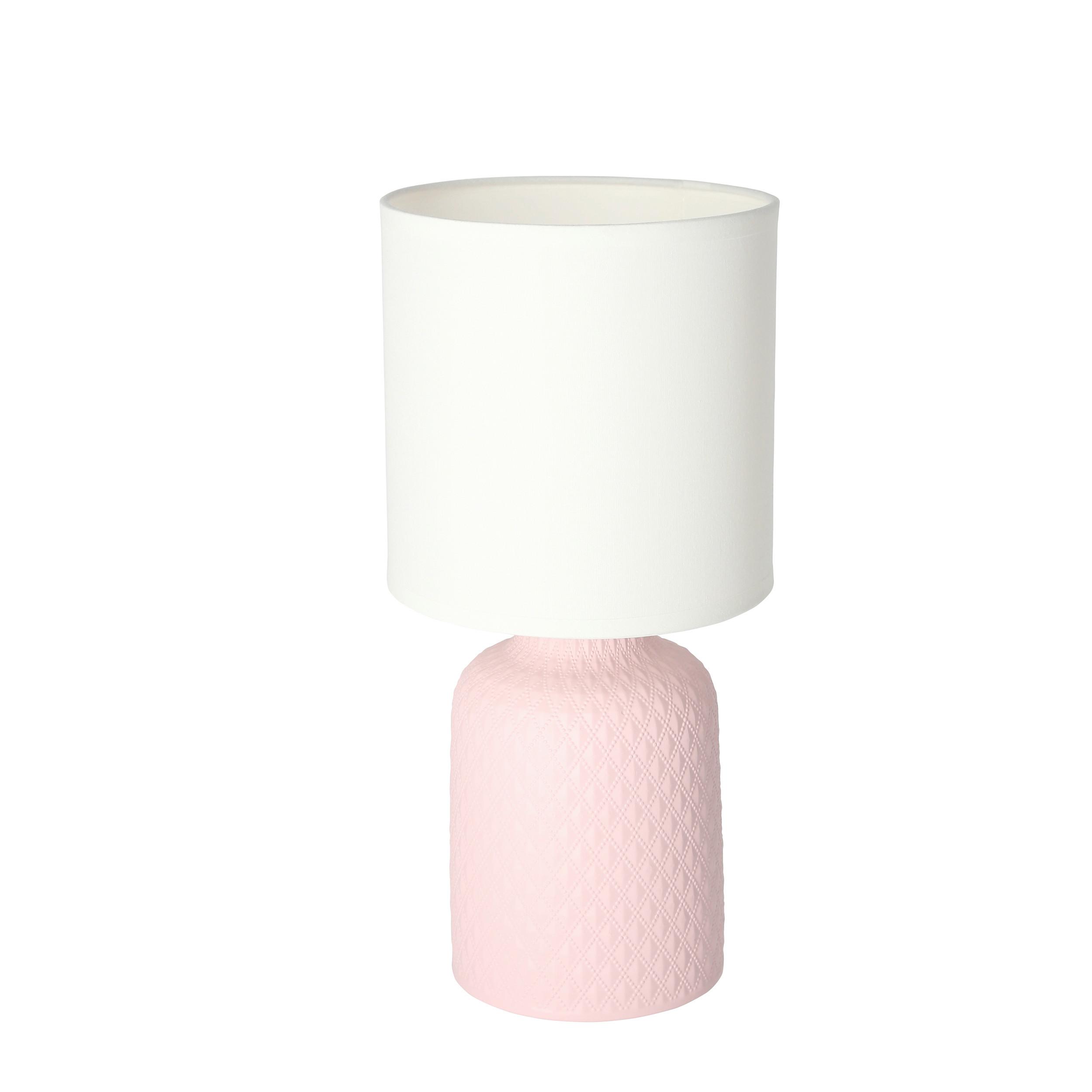 Stolna Svjetiljka 41-79855 - pink/bijela, Basics, metal/tekstil (15/15/32cm)