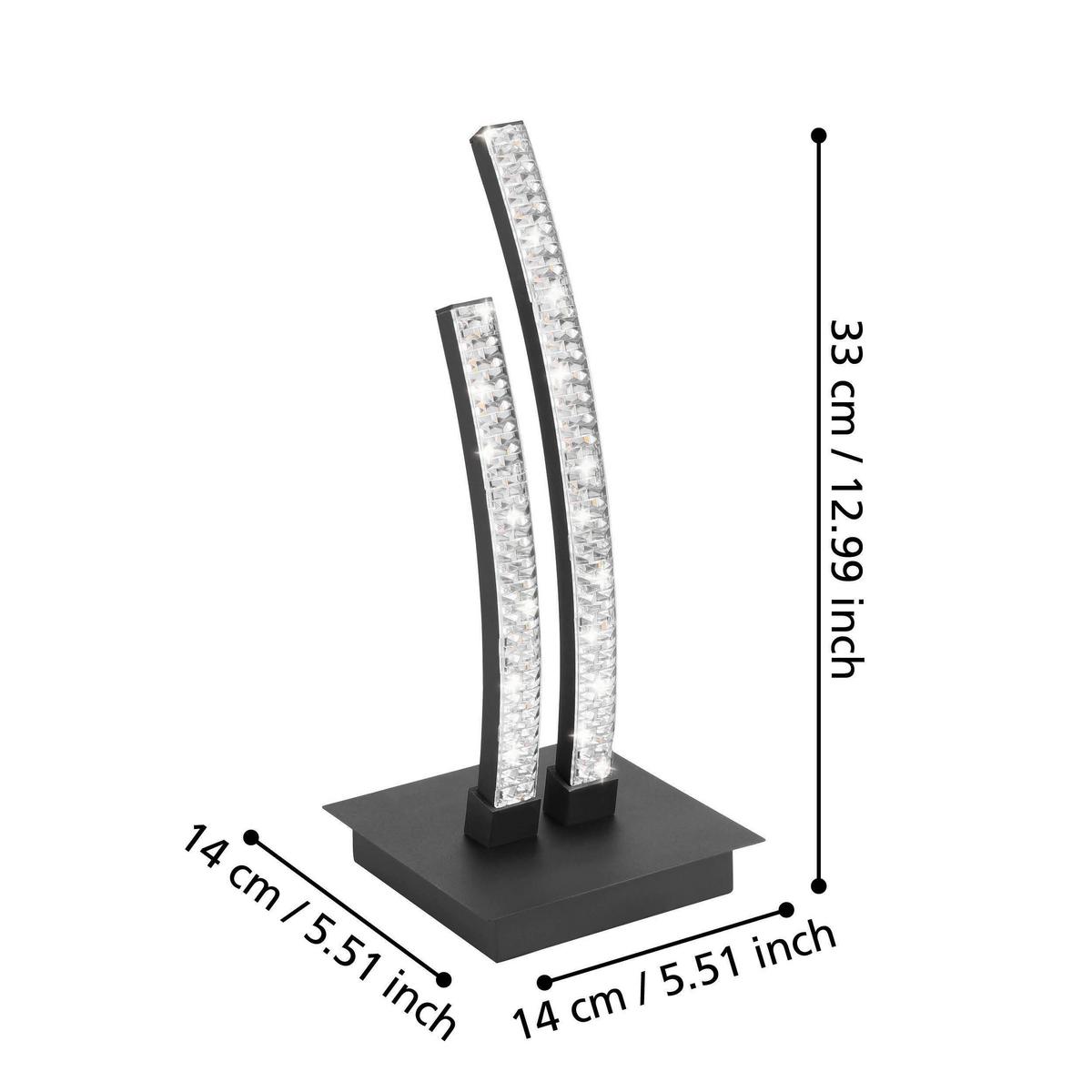 Tischleuchte 99804_lejias - Transparent/Schwarz, Design, Kunststoff/Metall (14/33cm) - Eglo