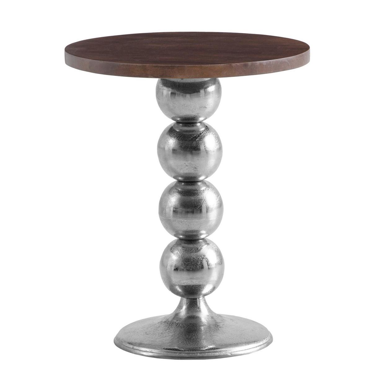 BEISTELLTISCH WL7.210 - Silberfarben/Braun, Design, Holz/Metall (50/50/61,5cm) - Livetastic