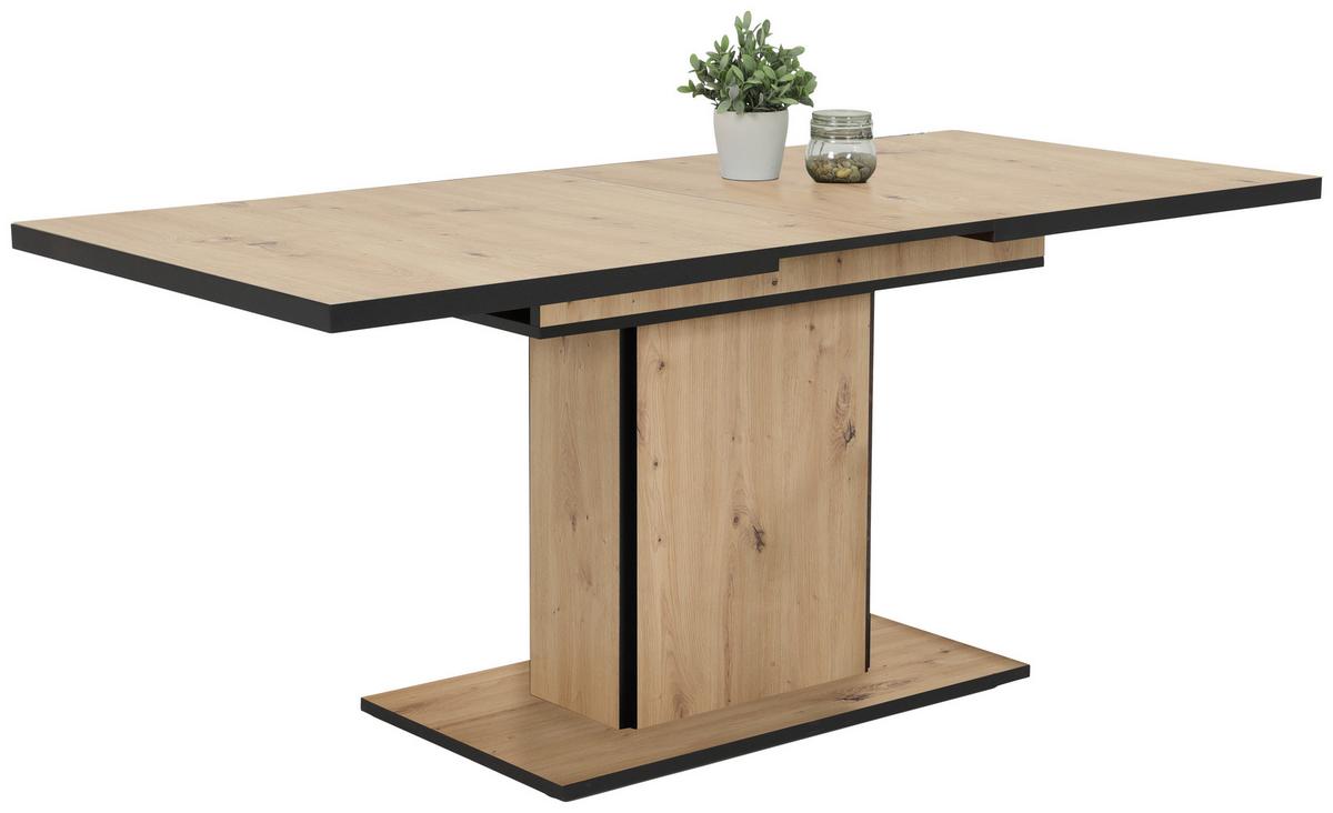 STÓŁ DO JADALNI ARIANA T - czarny/dąb artisan, Konventionell, materiał drewnopochodny (120-160/80/76cm) - Carryhome