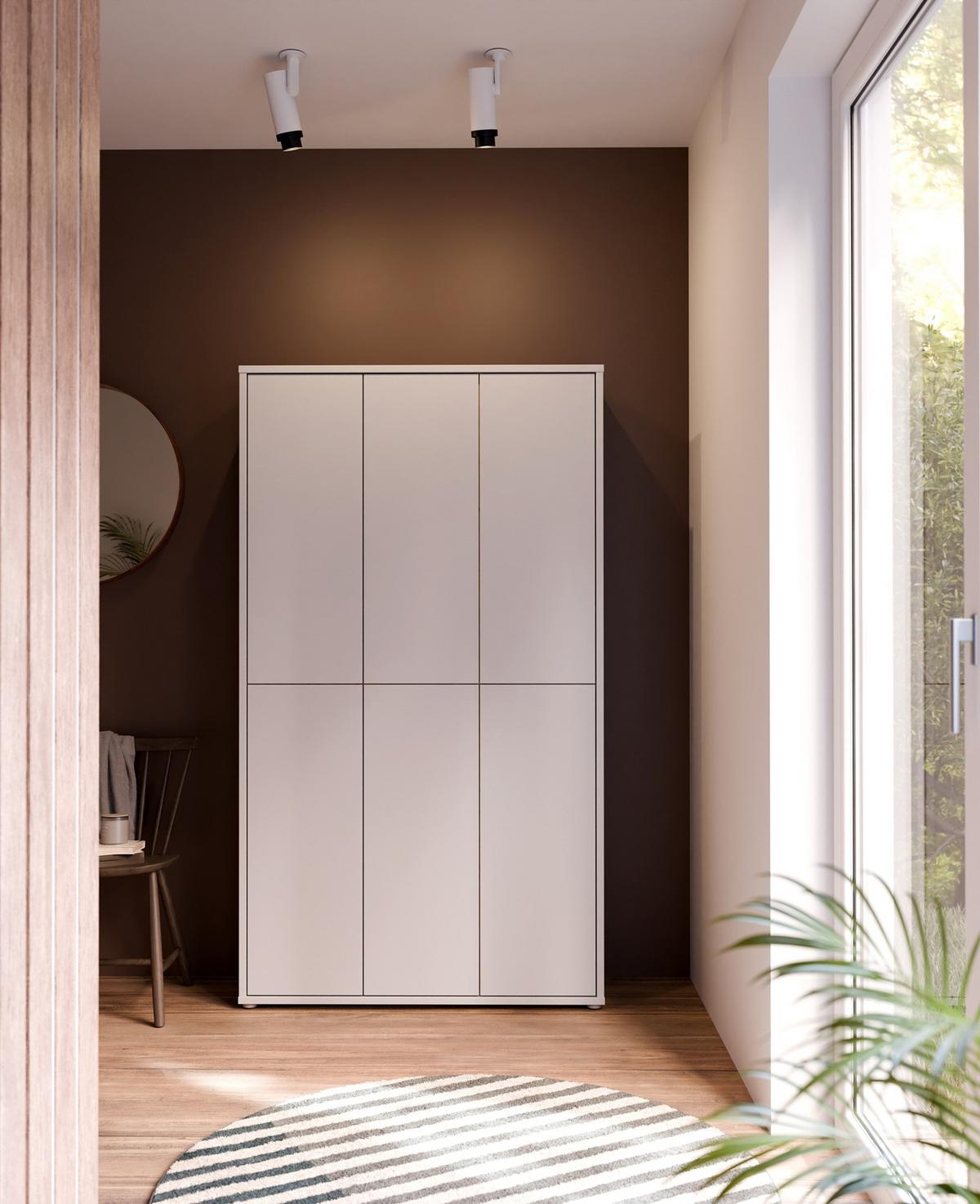 Dulap pentru pantofi ALICE SPRINGS - gri deschis, Basics, material pe bază de lemn (110/192/35cm) - Modern Living