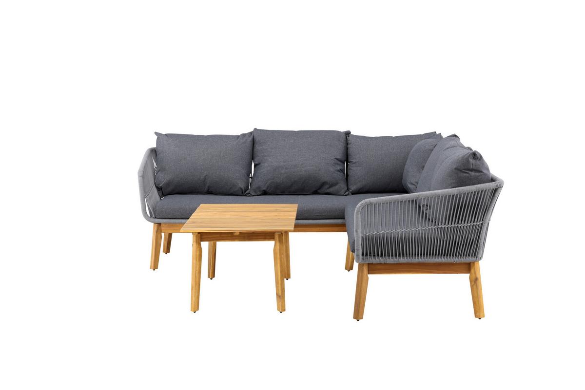 Loungegarnitur Chania ca. 210x160 Dunkelgrau - Dunkelgrau/Grau, KONVENTIONELL, Holz/Kunststoff (210/160cm) - Gardenson