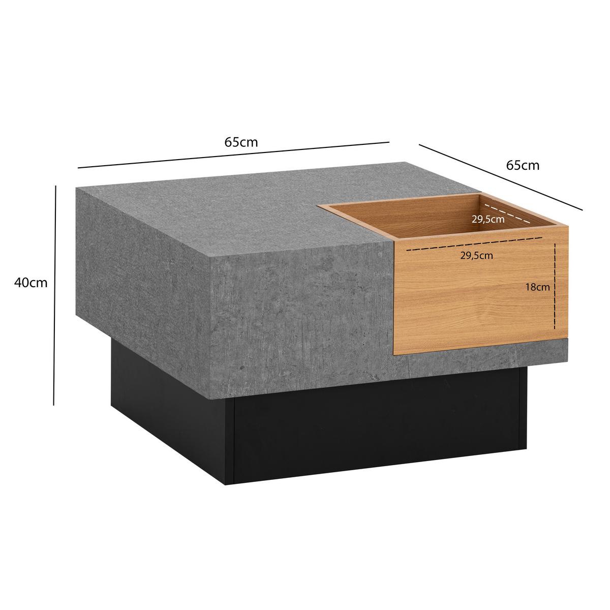 COUCHTISCH WL6.930 - Schwarz/Grau, Design, Holzwerkstoff (65/40/65cm) - Livetastic