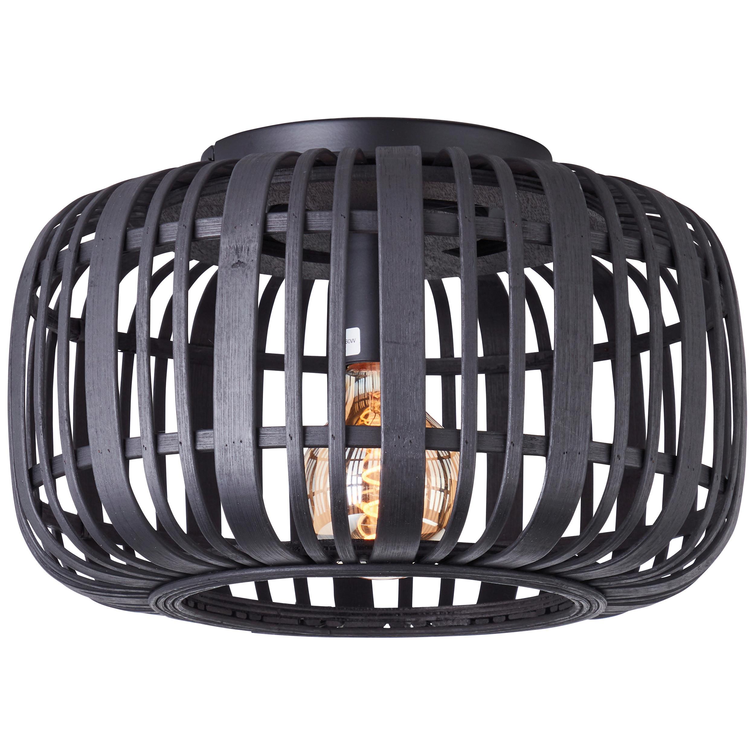 Deckenleuchte Woodrow Schwarz max. 60 Watt - Schwarz, Natur, Holz/Metall (32/22cm) - Brilliant