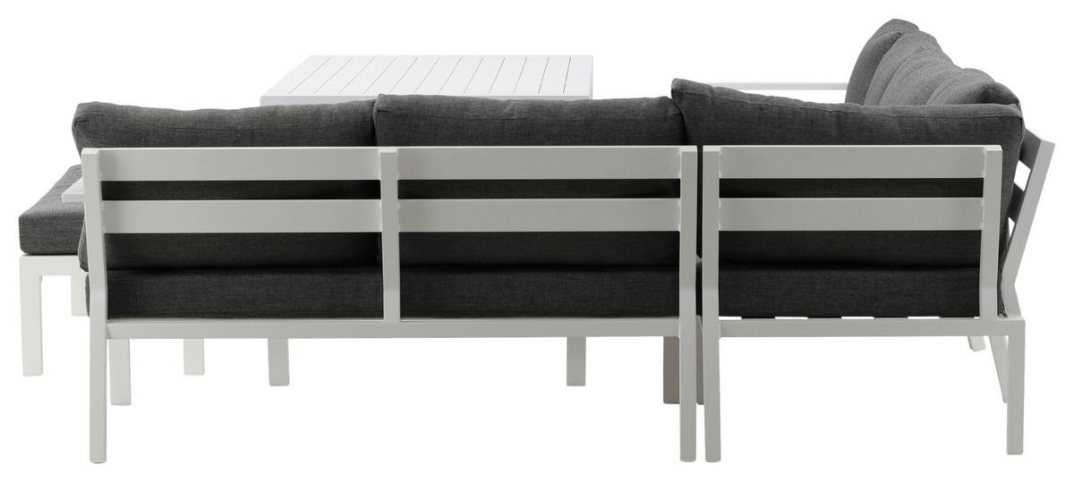 DINING-LOUNGESET RAMOS - Weiß/Grau, KONVENTIONELL, Textil/Metall - Gardenson