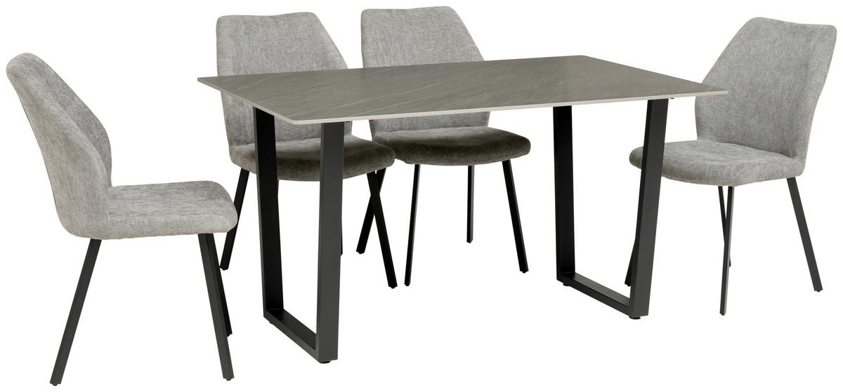 Jedilna Garnitura Perth, Temno Siva, 5-Delno - temno siva, Konvencionalno, kamen/kovina (90/140/76cm) - MID.YOU