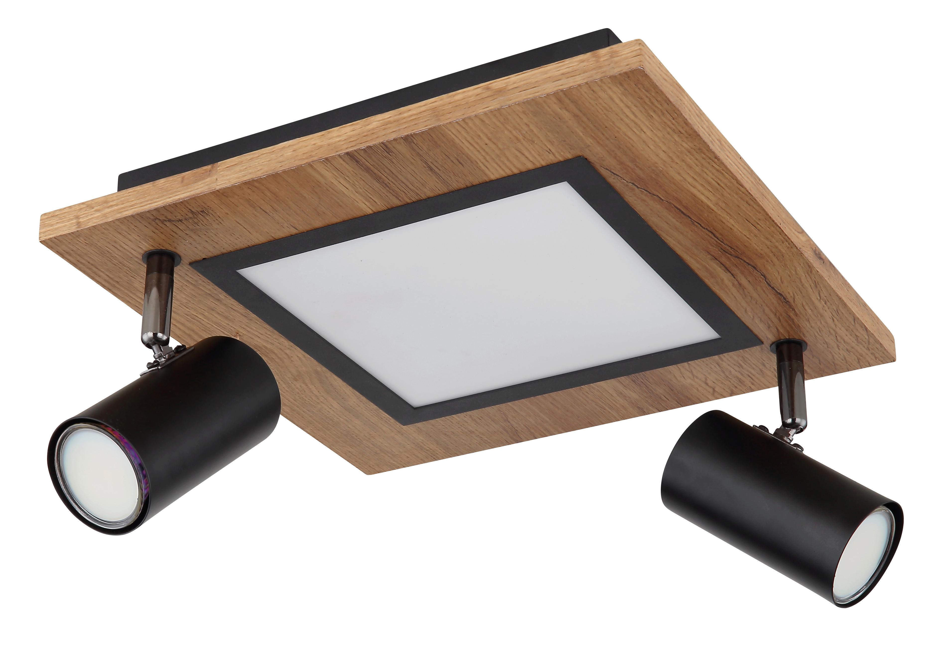 LED-Deckenleuchte Ulla in Natur/Schwarz max. 12 Watt - Opal/Schwarz, Design, Holzwerkstoff/Kunststoff (30/30/18cm) - Globo