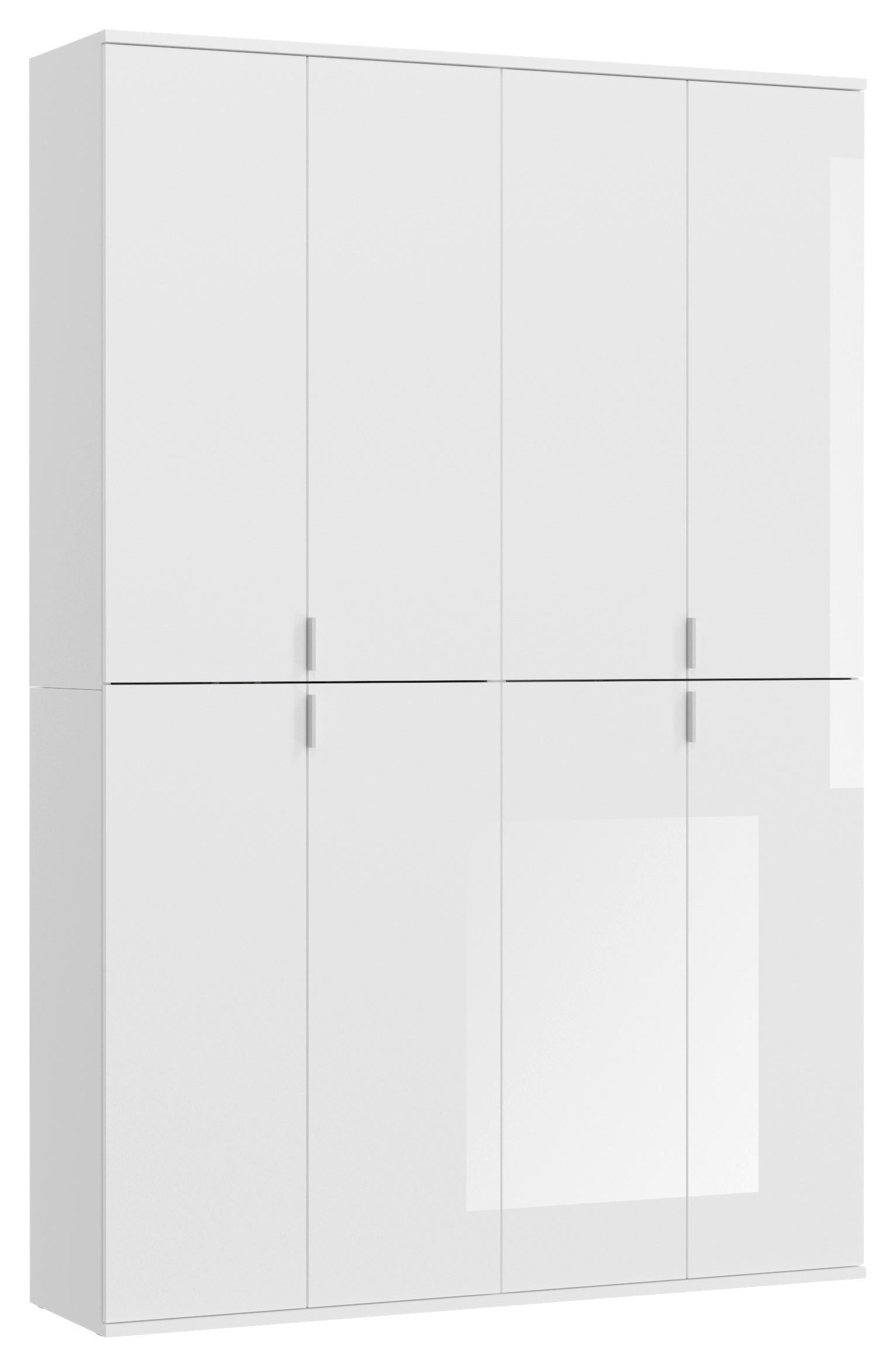 Ormar S Klasičnim Vratima Projekt X - bijela/bijela visoki sjaj, Moderno, drvni materijal/metal (122/193/34cm) - Modern Living