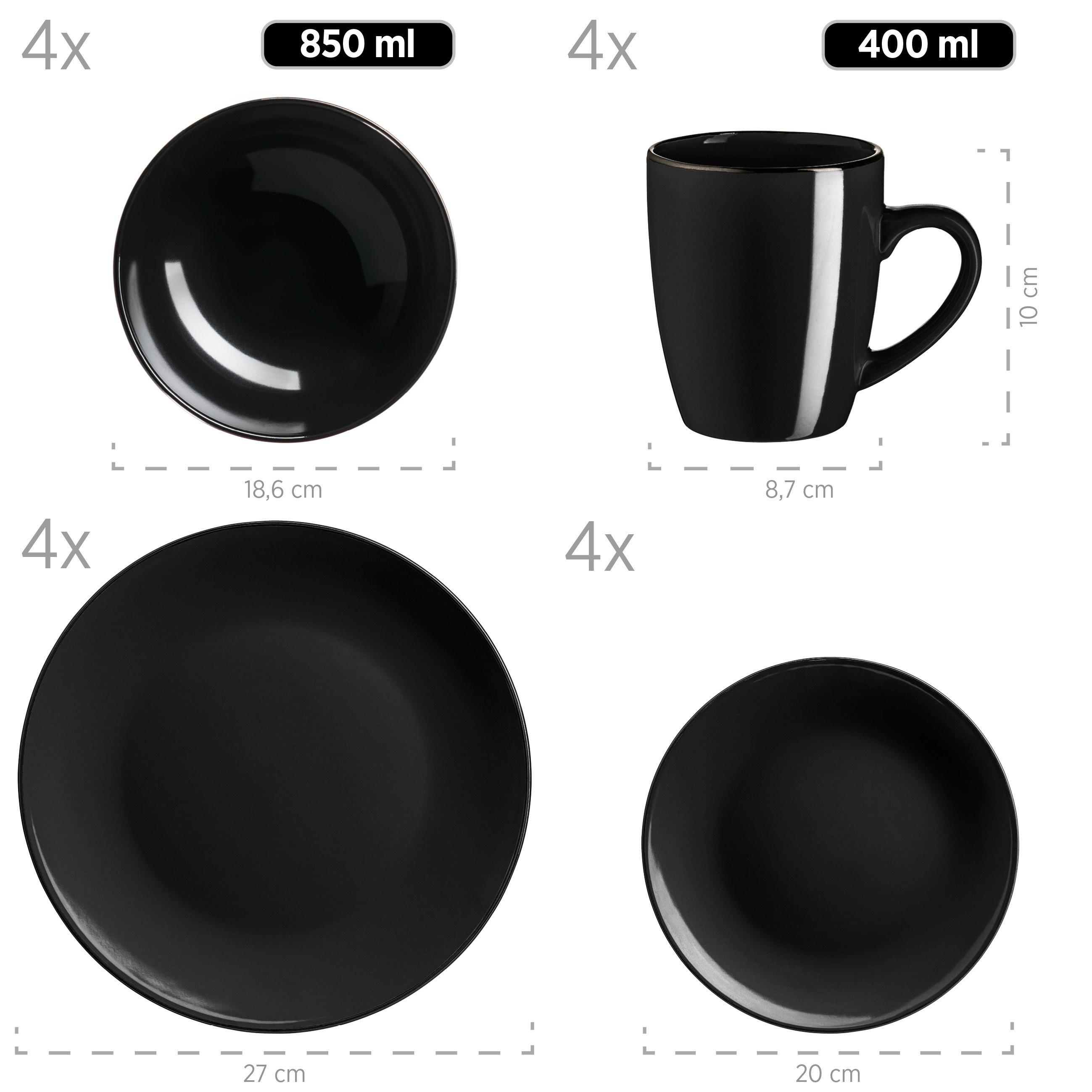 KOMBISERVICE KOMBISERVICE, 934030 - Schwarz, Basics, Keramik - Mäser