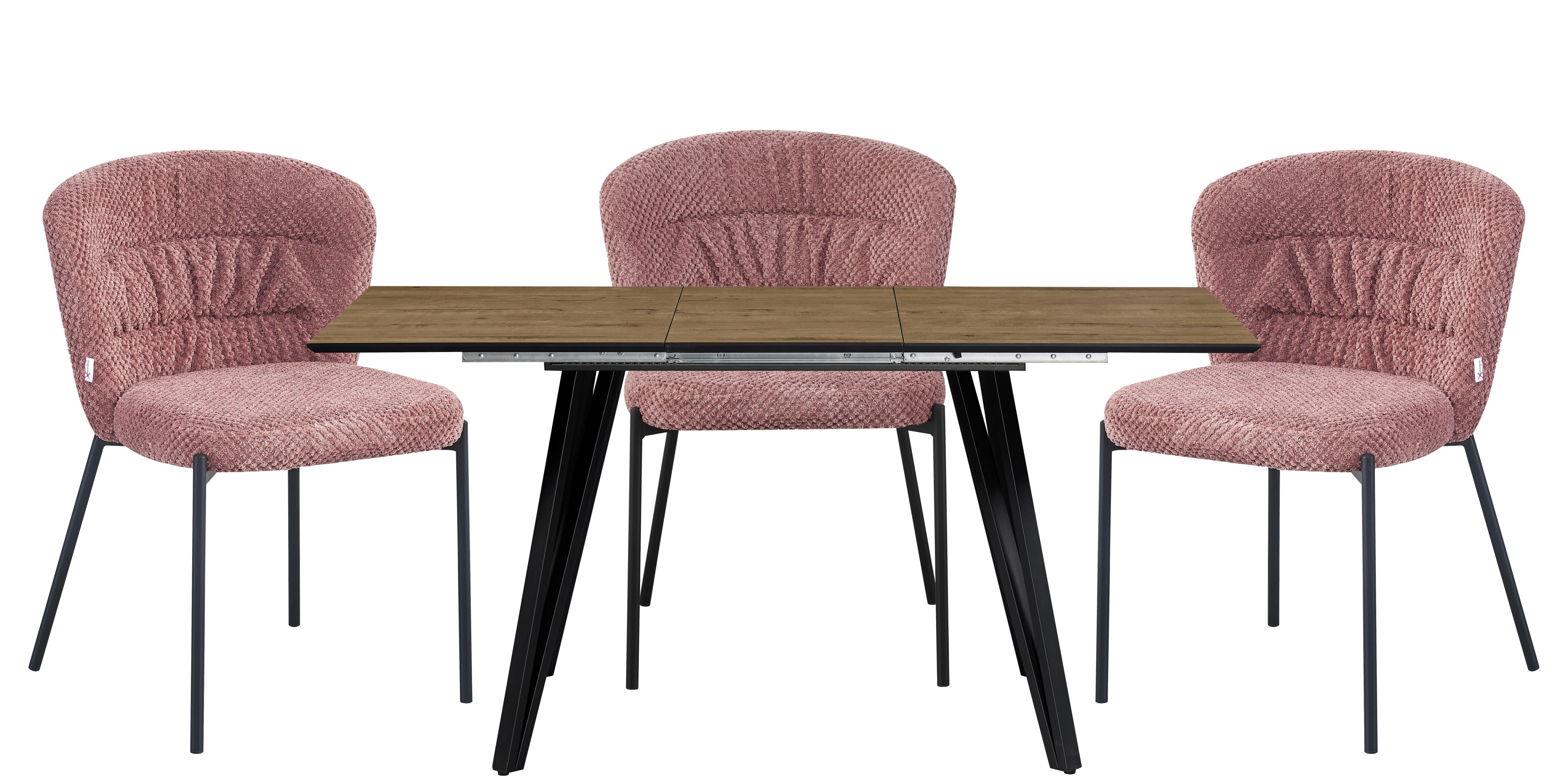 Ausziehtisch Daniel Eichefarben ca.120-160x76x80cm - Eichefarben/Schwarz, MODERN, Holzwerkstoff/Metall (120-160/80/76cm) - Mömax