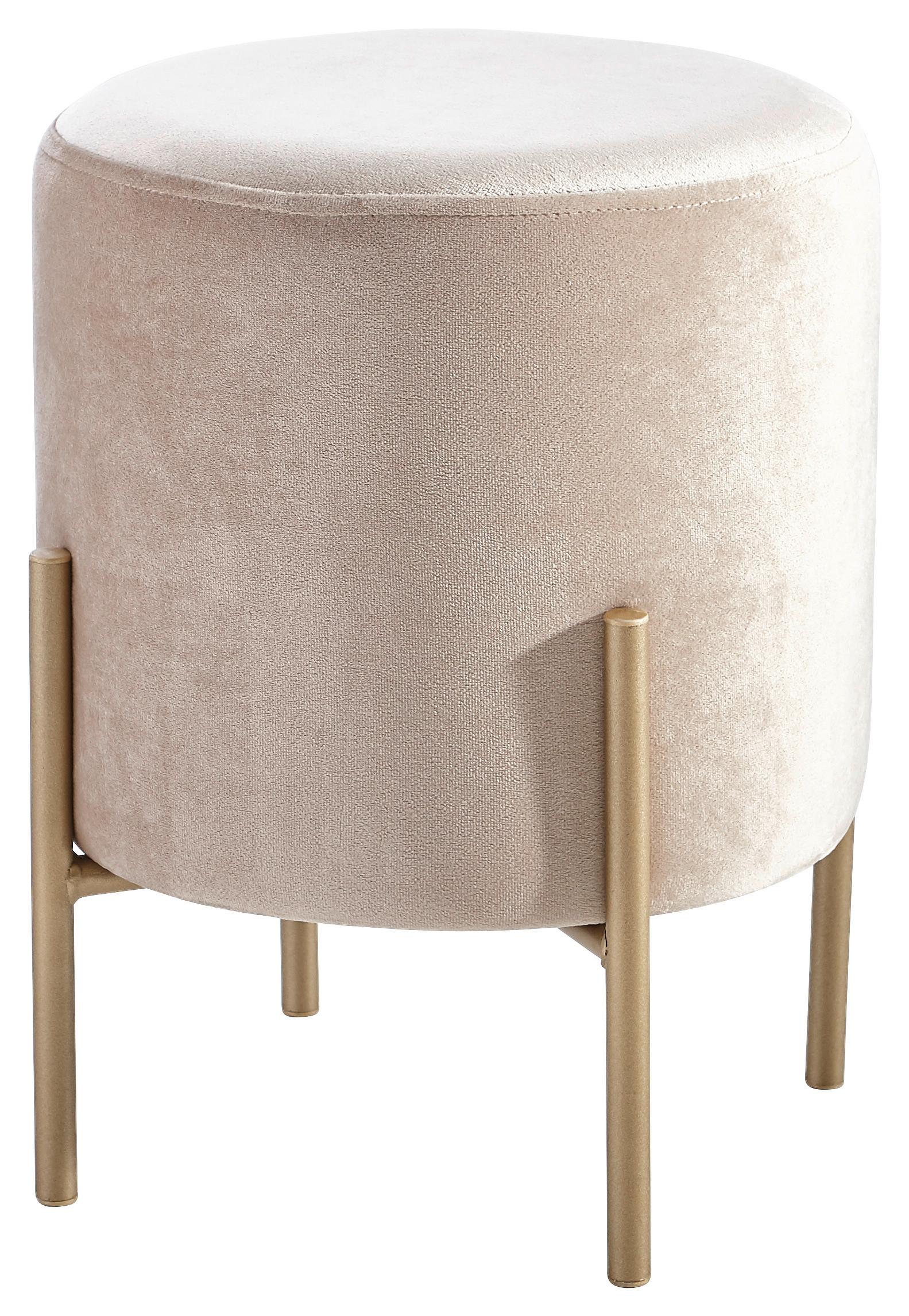 HOKER SALLY   -AMBIA HOME- - beżowy/kolor złoty, Design, metal/tkanina (35/42/35cm) - Ambia Home
