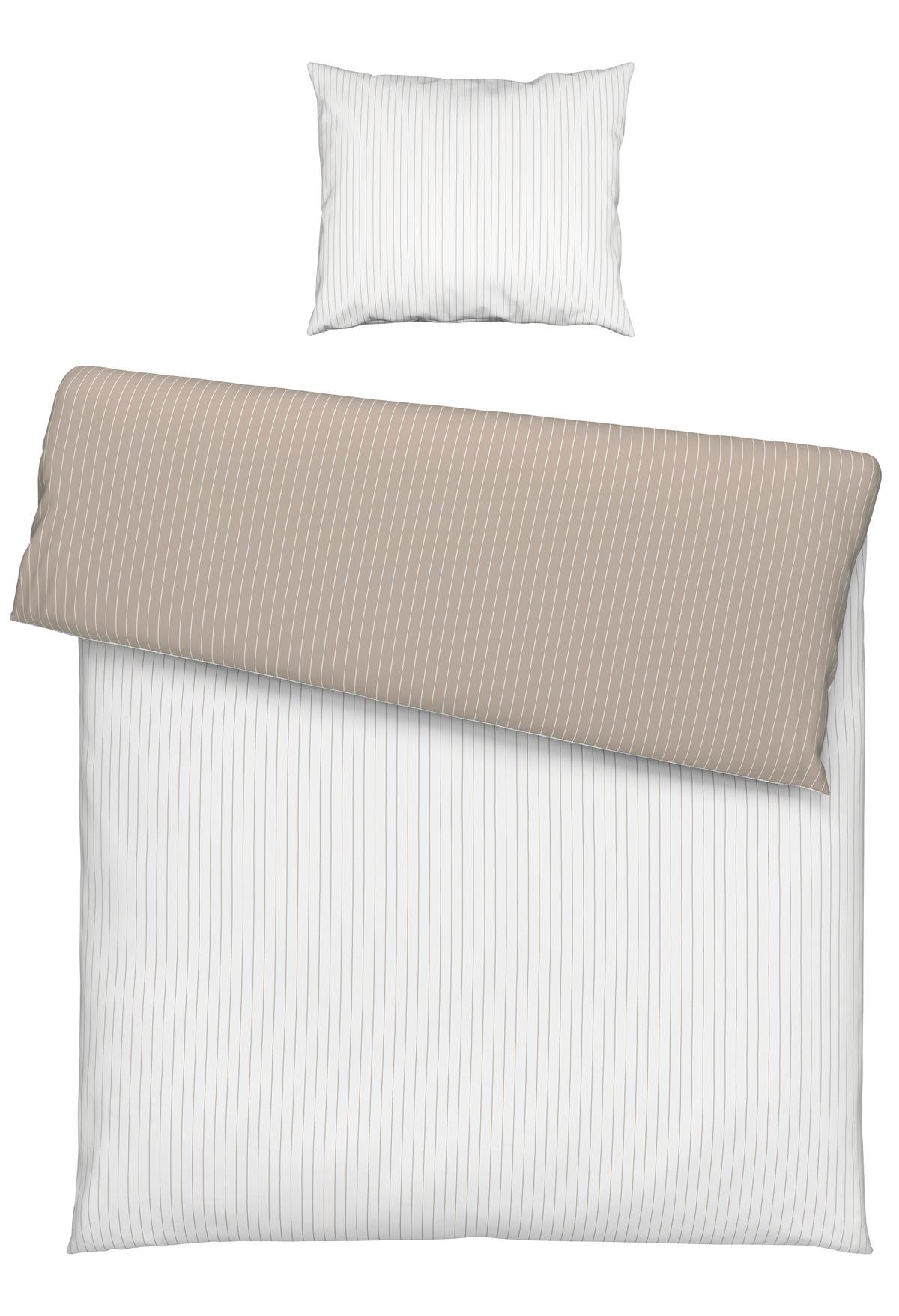 BETTWÄSCHESET TWILL STREIF - Weiss/Beige, Modern, Textil (160/210cm) - Mömax