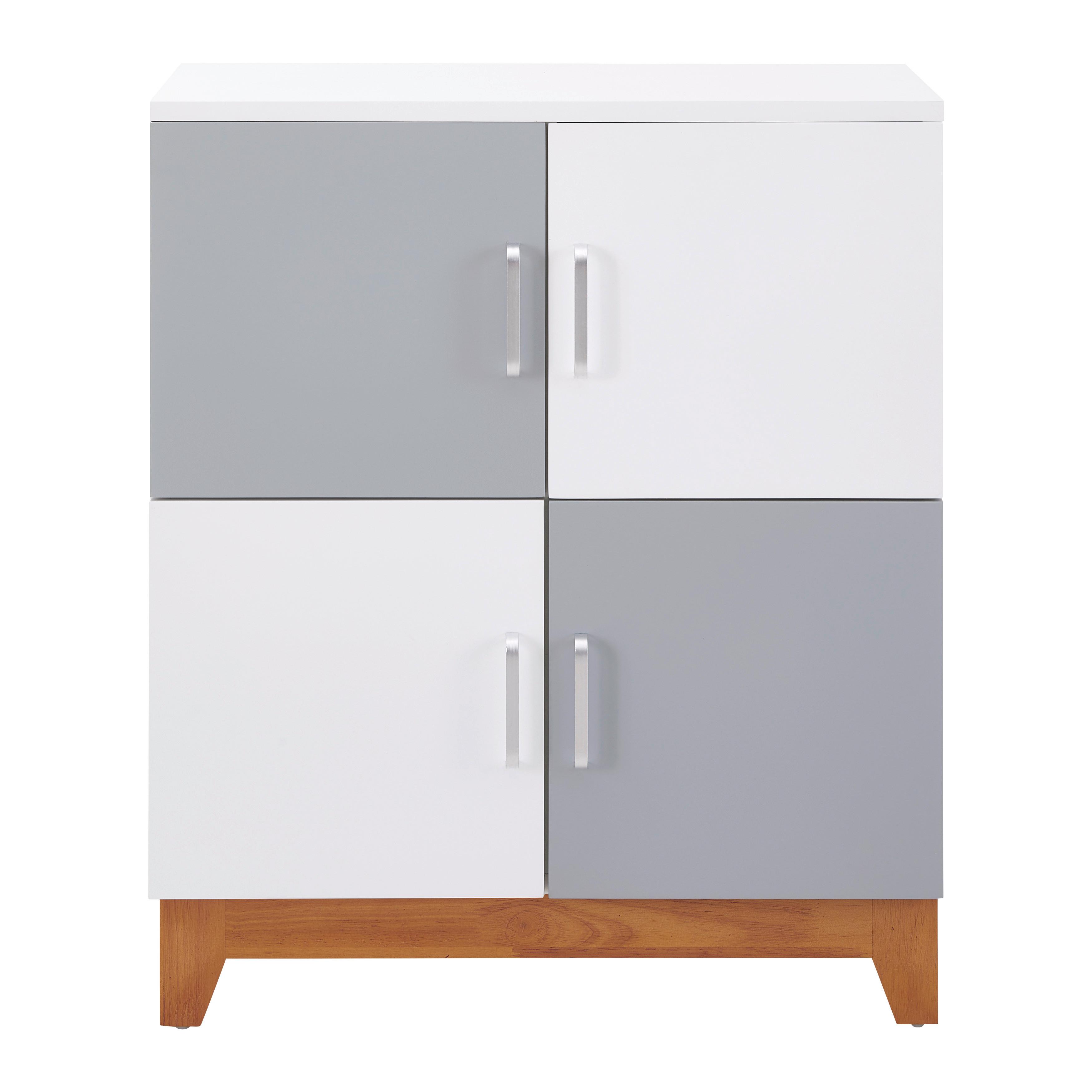 Kinderkommode Danny Weiß/Grau MDF - Silberfarben/Weiß, MODERN, Holz/Holzwerkstoff (60/70/34cm) - Bessagi Kids