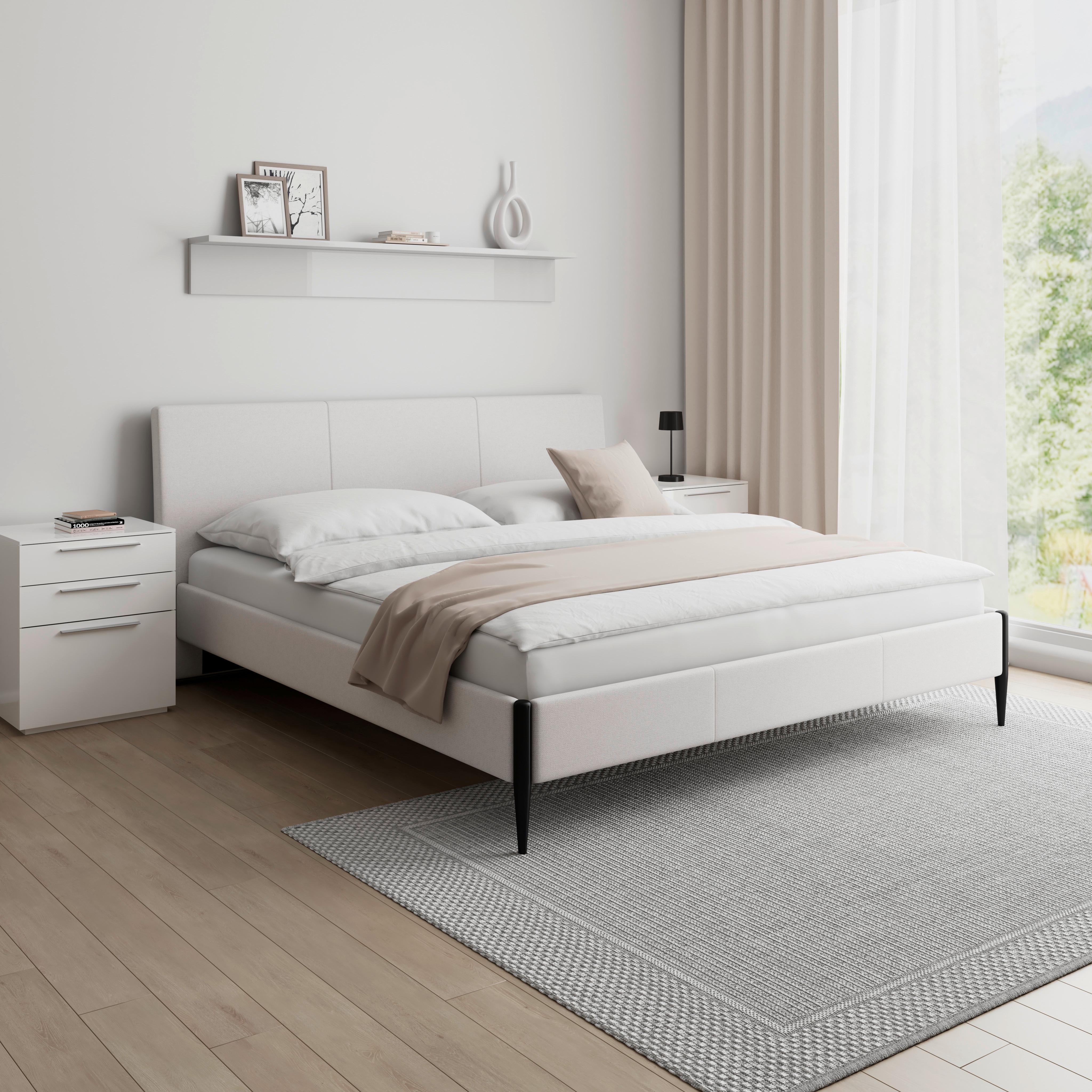 Polsterbett Melisa ca. 180x200 cm Hellgrau - Hellgrau/Schwarz, MODERN, Holz/Textil (180/200cm) - Bessagi Home