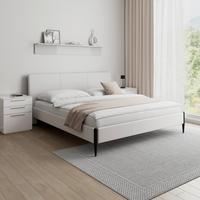 Kárpitozott Ágy Melisa - világosszürke/natúr színű, Modern, textil/fa (180/200cm) - Bessagi Home